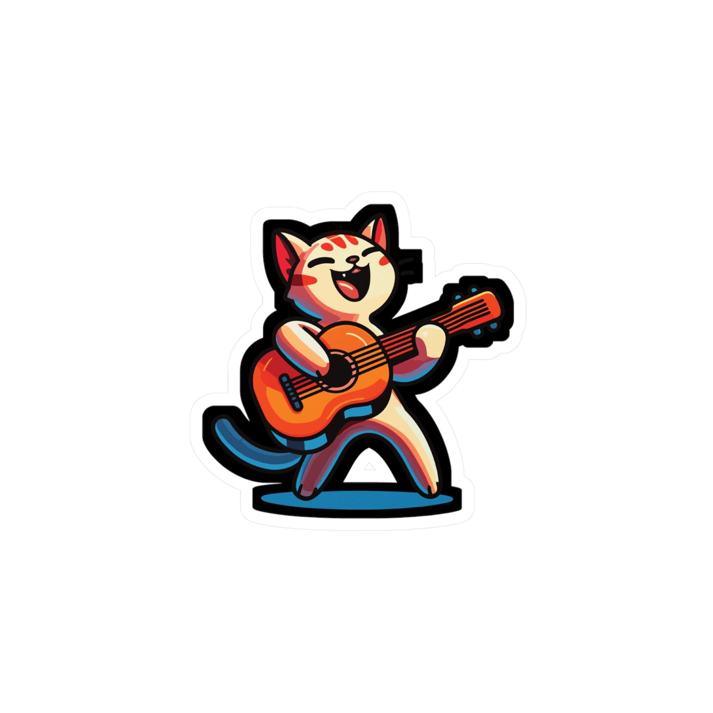Musician Cat Violin - Guitar Sticker for Car Window Laptop Sticker. Water Bottle Sticker, Vinyl Player Decal, Music Sticker - Guitar Gift