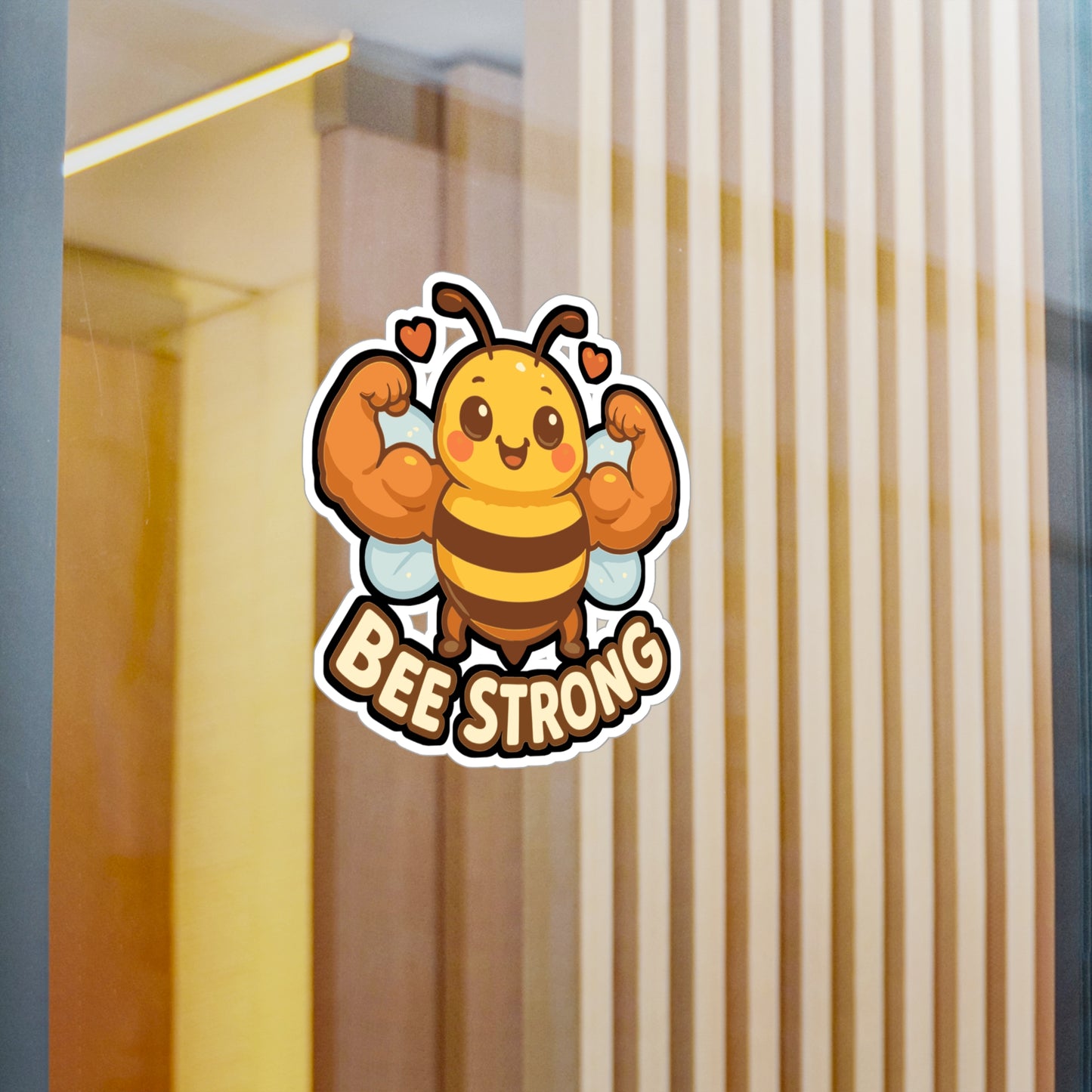 Bee Sticker – “Bee Strong” Motivational Decals for Fitness Enthusiasts, Vinyl Waterproof Muscles Design for Laptop, Water Bottle