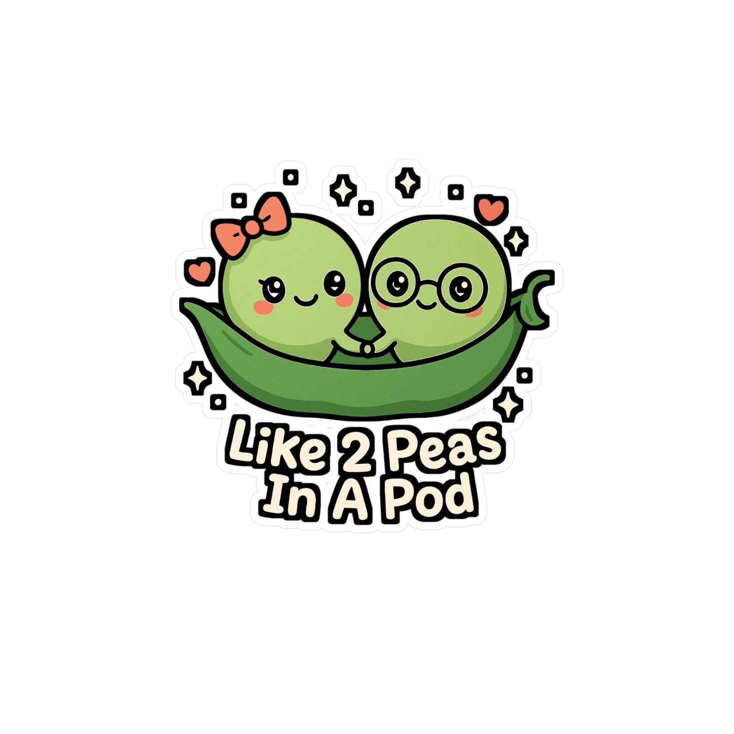 Peas Sticker "Like 2 Peas In A Pod" – Cute Beans & Pod Decals, Waterproof Vinyl for Laptop, Water Bottle, Durable & Removable