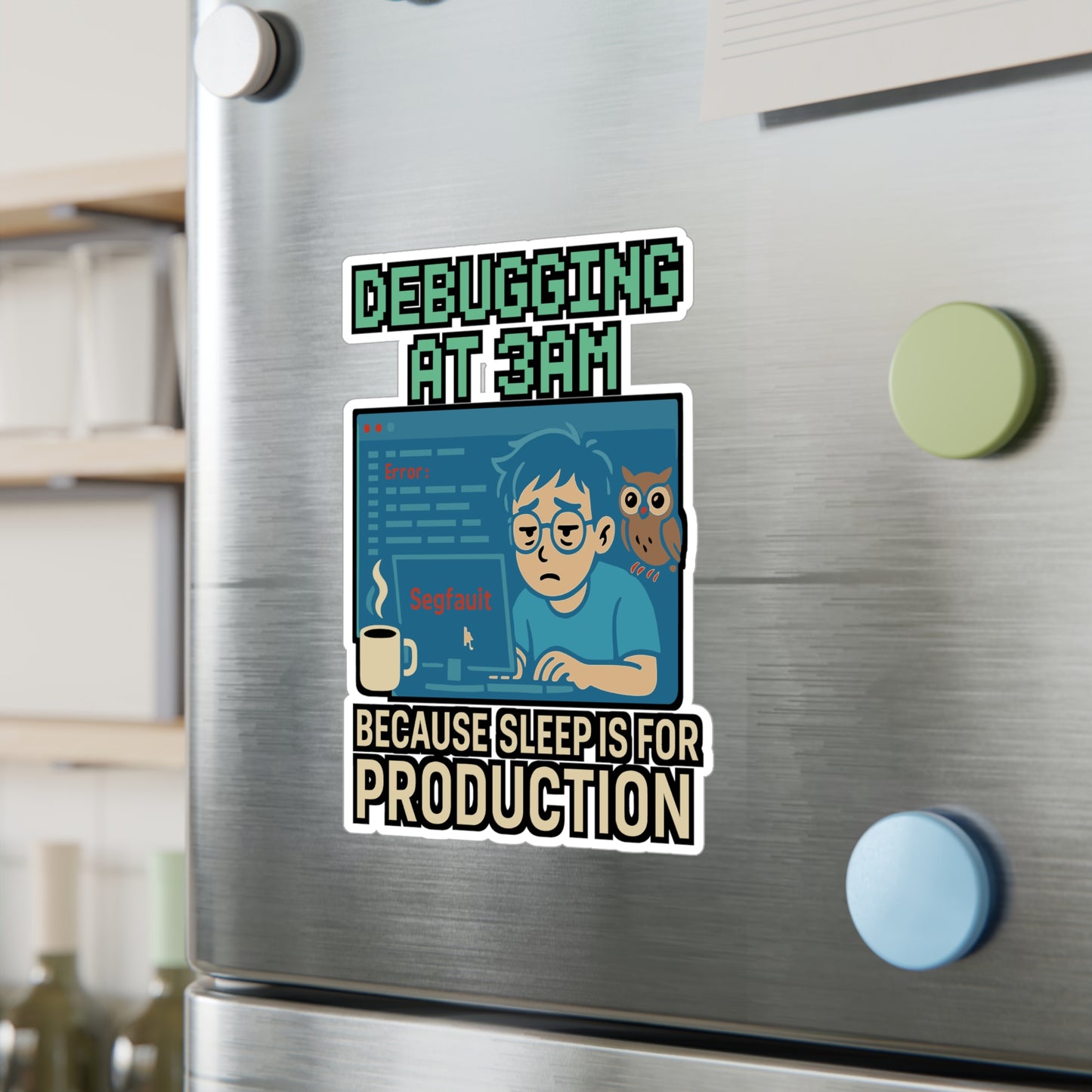 Debugging At 3AM - Programmer Sticker for Laptop or Water Bottle - Funny Gift for Developers, Coders, Tech Enthusiasts