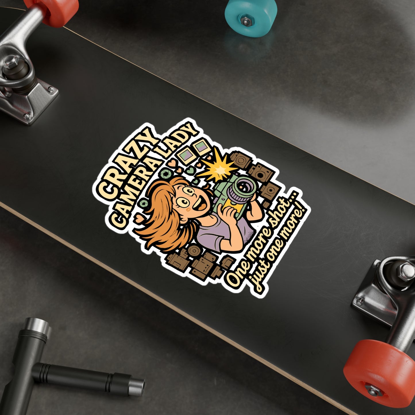 Photography Sticker – “Crazy Camera Lady” Vinyl Decals for Laptops, Water Bottles, Gift for Photographer, Filmmaker Shooting Lover