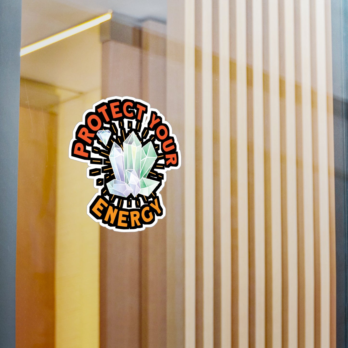 Protect Your Energy - Crystals Sticker for Laptop Sticker. Water Bottle Sticker, Vinyl Gemstones Decal - Crystals Gift