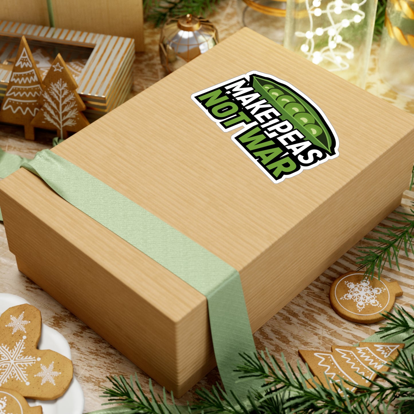 Make peas, not war - Plant-based Sticker for Laptop Sticker. Water Bottle Sticker, Vinyl Vegan Decal - Plant-based Gift