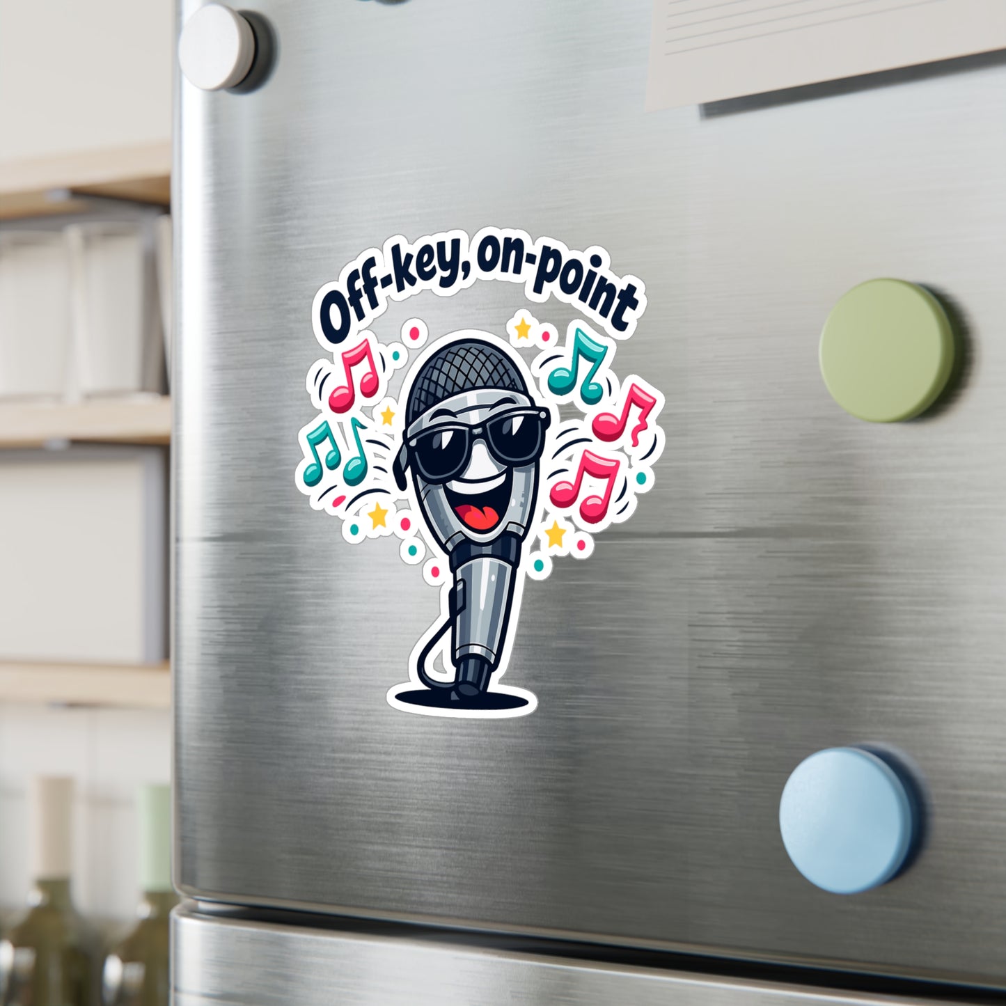 Karaoke Sticker 'Off-key, on-point' Funny Music Beer Booze Decals Waterproof Vinyl for Laptop Water Bottle