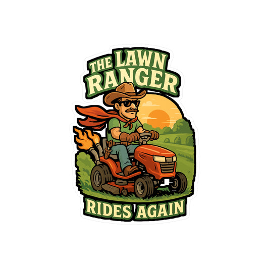 Lawn Ranger Sticker – The Lawn Ranger Rides Again Decals for Laptops & Water Bottles, Waterproof Vinyl, Gift for Landscapers & Lawn Enforcement Officer