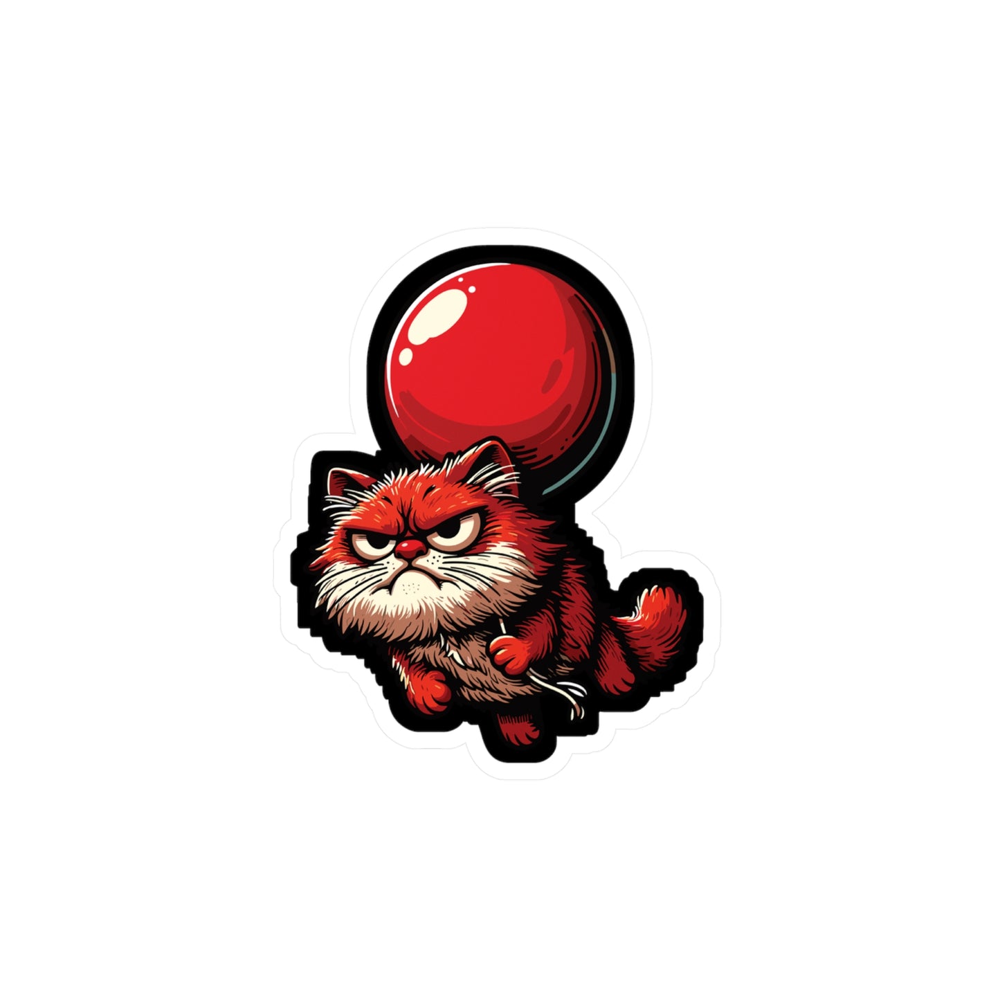 Cat with Balloon - Cat Sticker for Car Window Laptop Sticker. Water Bottle Sticker, Vinyl Balloon Decal, Floating Sticker - Cat Gift