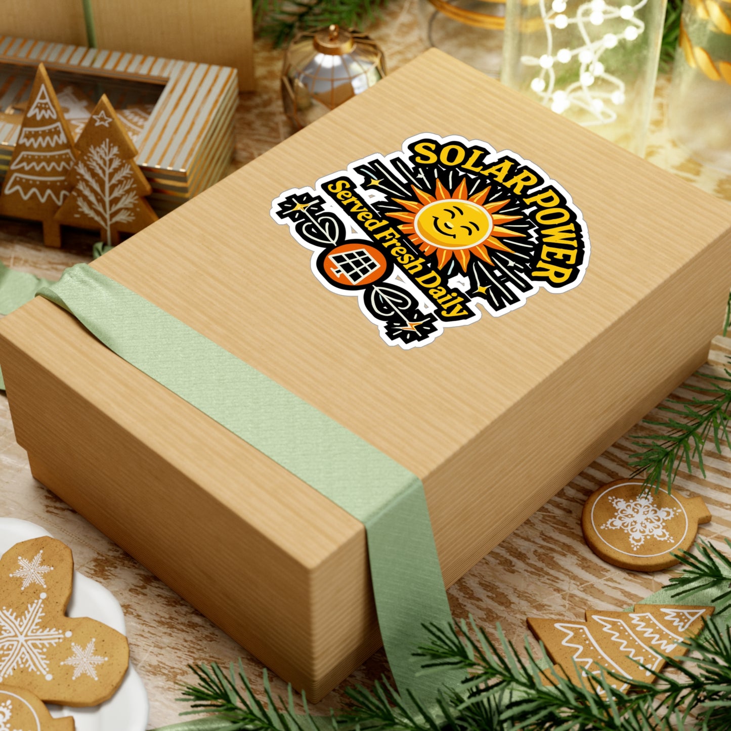 Solar Power Served Fresh Daily - Solar power Sticker for Laptop Sticker. Water Bottle Sticker, Vinyl Renewable energy Decal - Solar power Gift