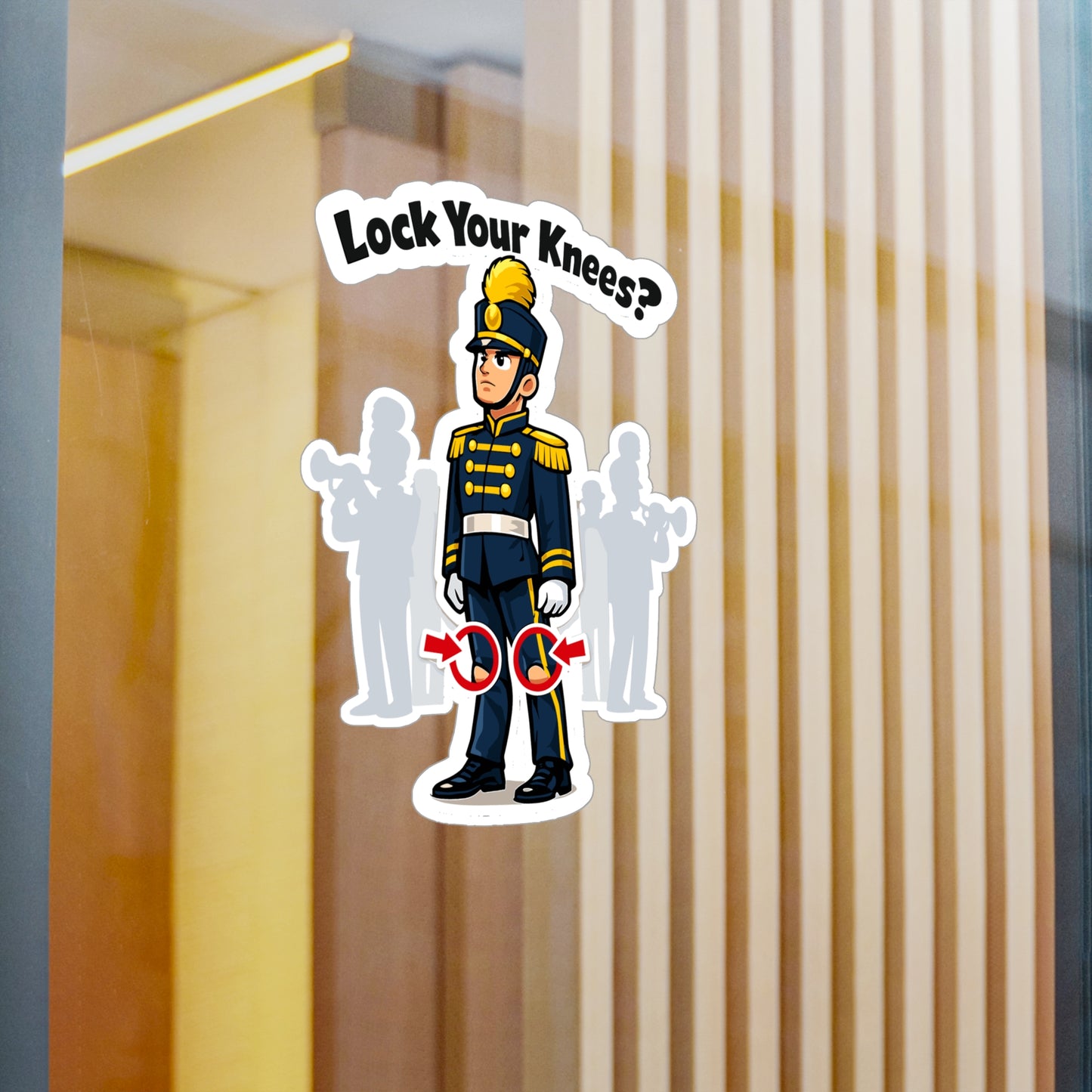 Marching Band Sticker Lock Your Knees? Funny Drummer Band Director Mellophone Vinyl Waterproof Sticker Decals for Laptop Water Bottle