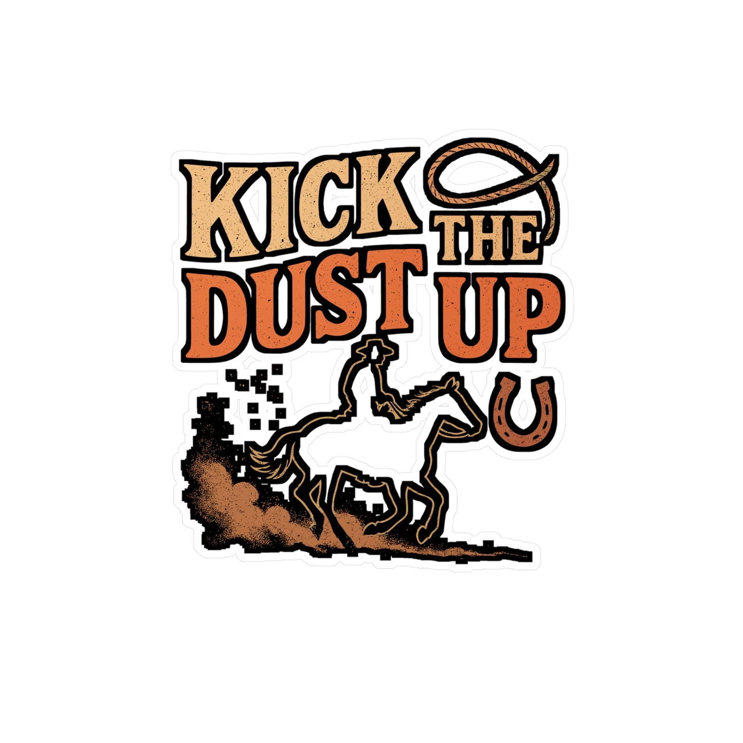 Kick The Dust Up – Cowboy Sticker for Car, Laptop, or Water Bottle | Rodeo Vinyl Decal, Western Gift, Bucking Horse Design