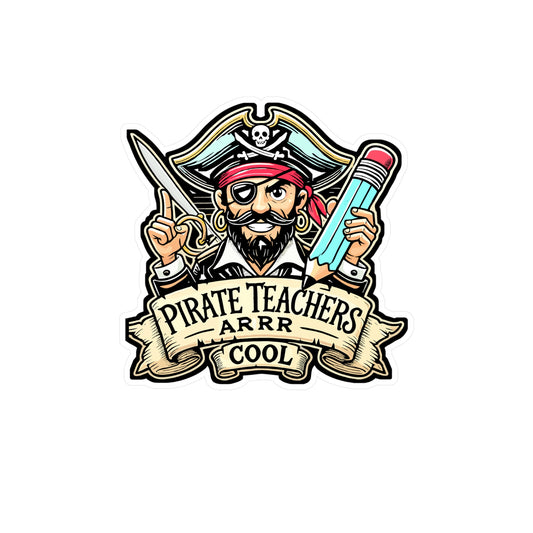 Pirate Teachers Arrr Cool – Vinyl Sticker for Laptop or Water Bottle | Funny Teacher Gift, Pirate Decor