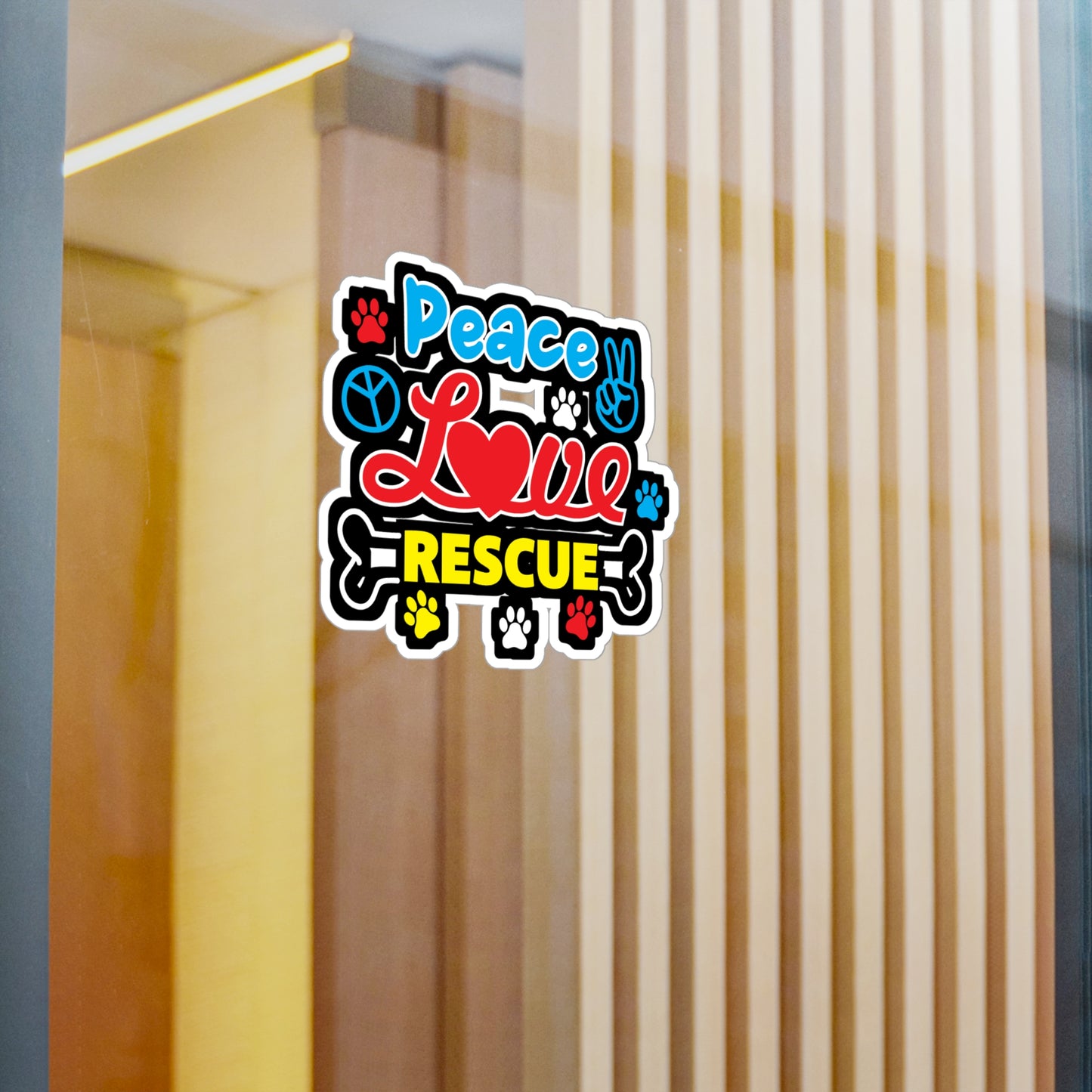 Peace Love Rescue - Animal-rescue Sticker for Laptop Sticker. Water Bottle Sticker, Vinyl Rescuer Decal - Animal-rescue Gift