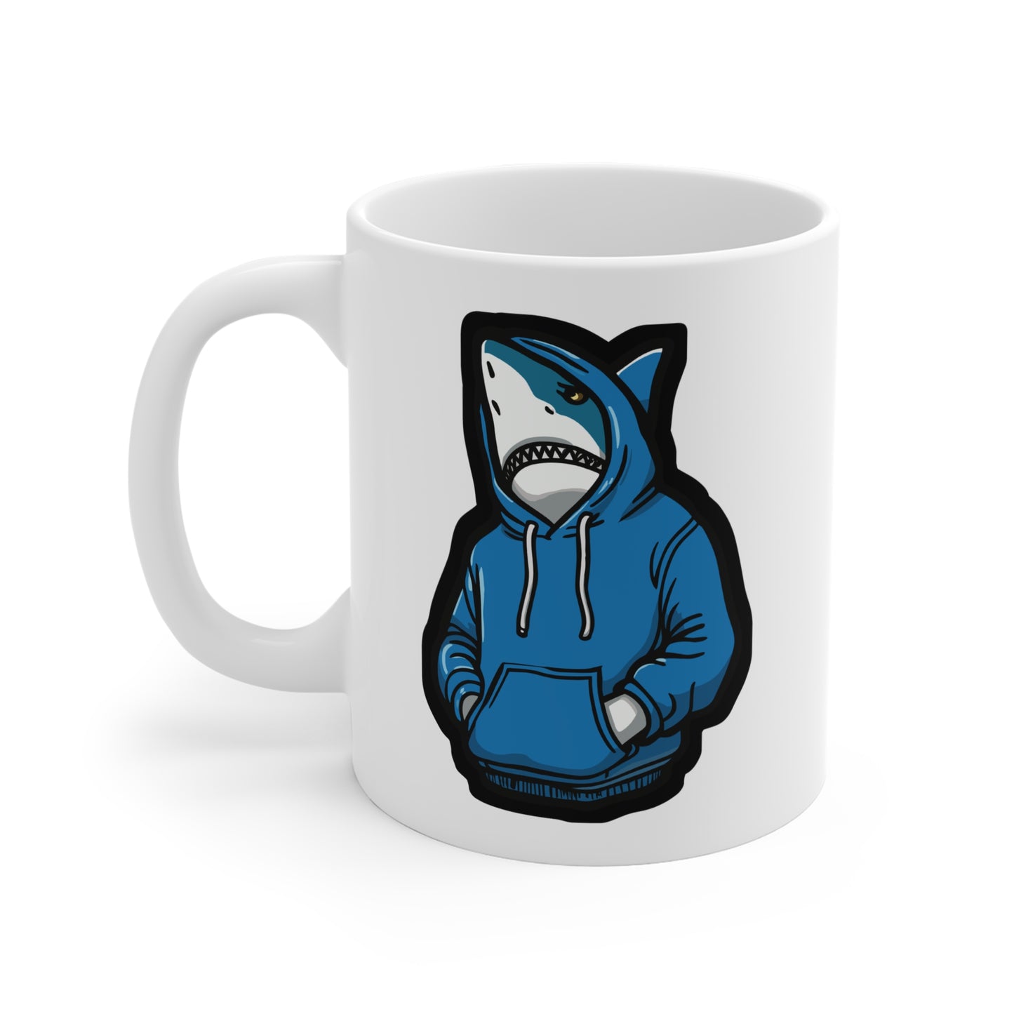 Cool Shark - Cool Mug for Coffee 11oz. Cool Cup, White ceramic, Shark Mug, Hoodie Tea Cup - Cool Gift