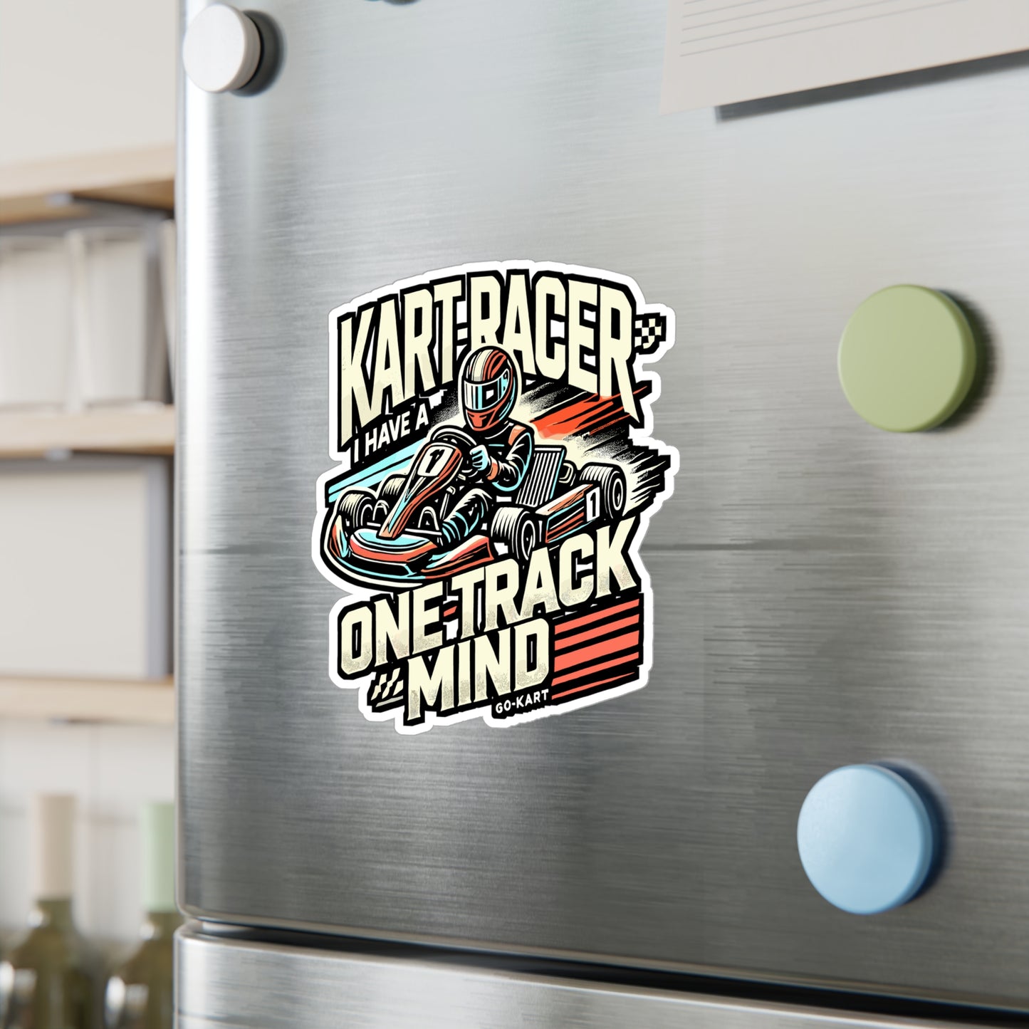 Kart Racer I Have a One Track Mind – Vinyl Racing Sticker for Laptop or Water Bottle | Go Kart Gift for Drivers