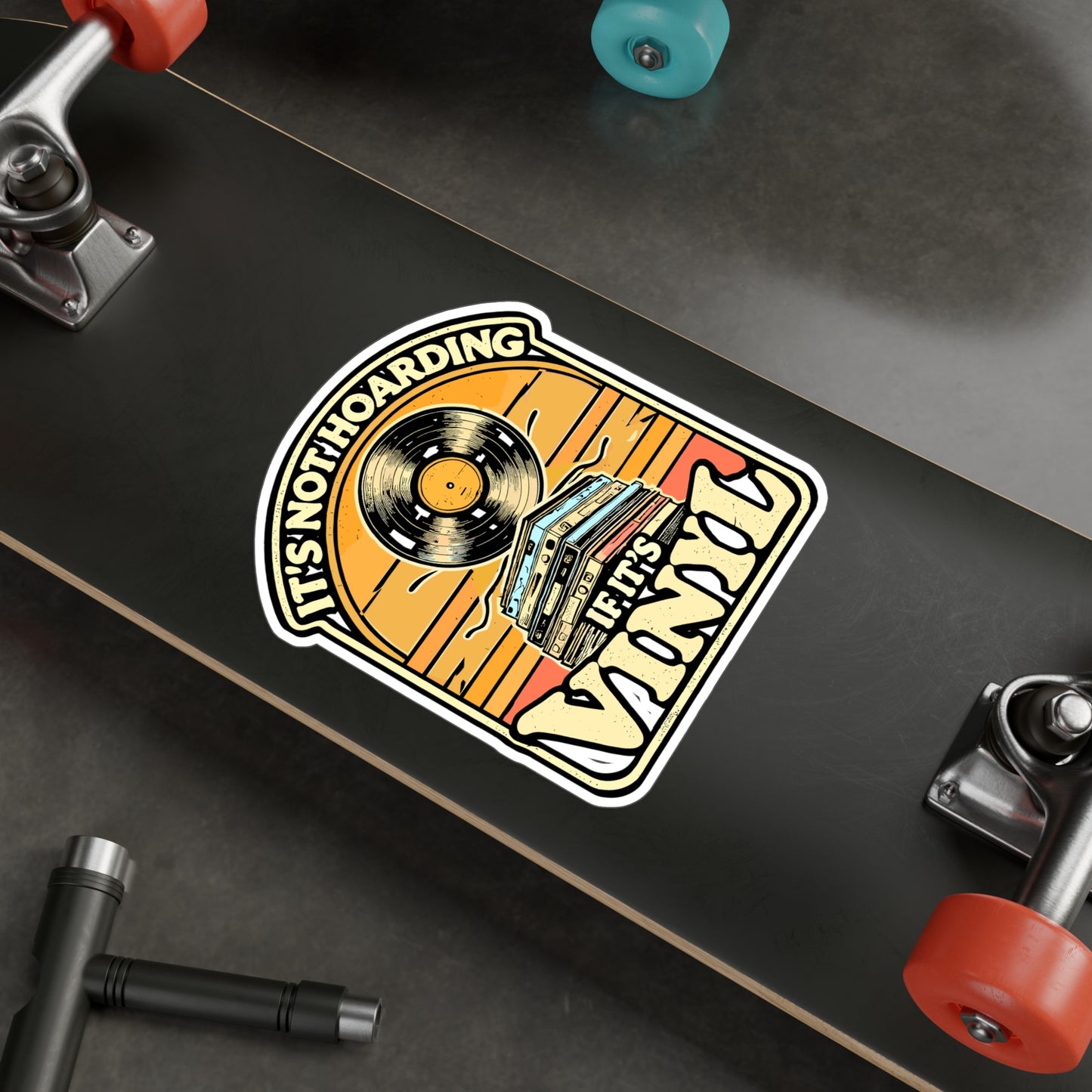 It's Not Hoarding If It's Vinyl – Vinyl Record Sticker for Laptop or Water Bottle | Turntable Decal, Music Lover Gift