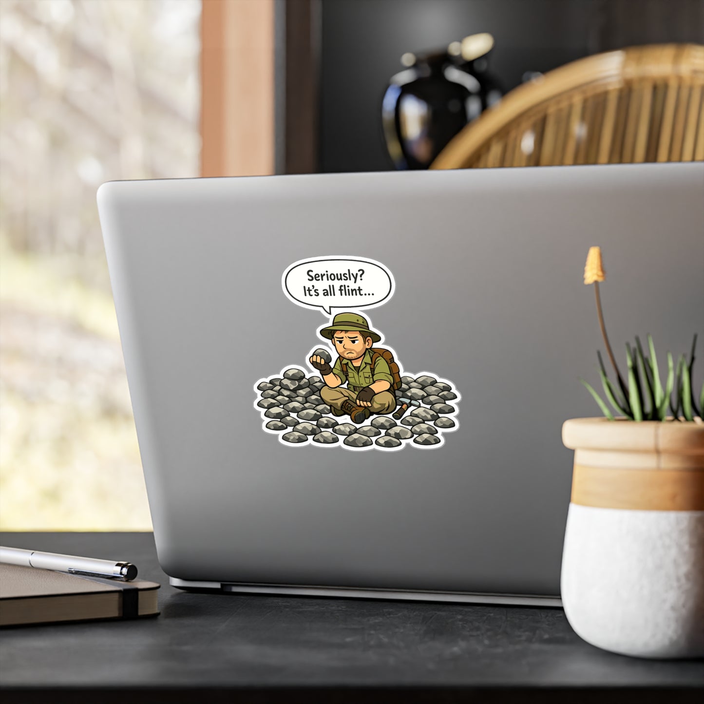 Geologie Sticker Seriously? It's all flint… Funny Geology Rocks Minerals Tectonics Vinyl Waterproof sticker decals for Laptop Water Bottle