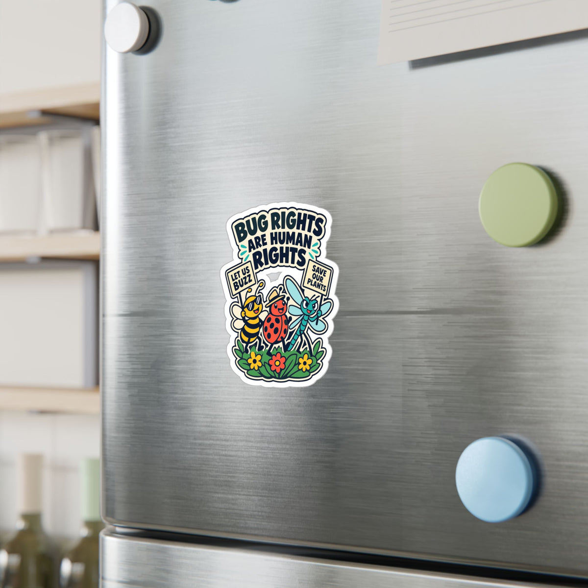 Plants Sticker – Bug Rights Are Human Rights, Dandelion Design for Nature and Friendship Lovers, decals for Laptop or Water Bottle