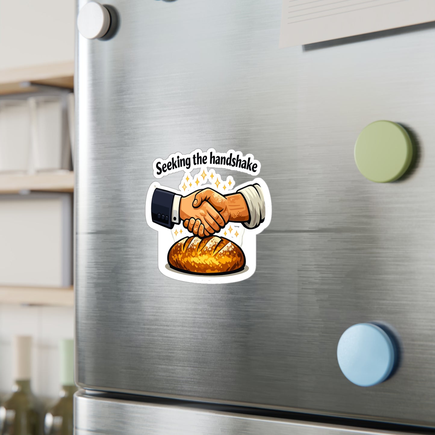 Baking Sticker Seeking the Handshake Sourdough Baker Funny Vinyl Waterproof Decals for Laptop Water Bottle, No Soggy Vibes