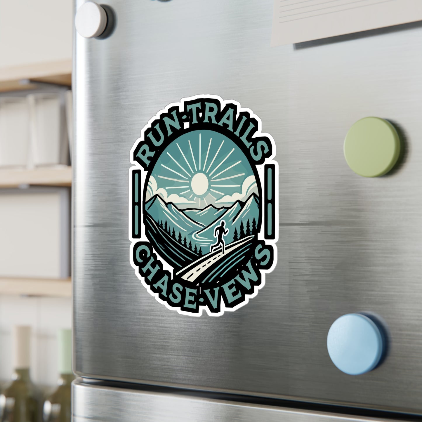 Run Trails Chase Views - Trail running Sticker for Laptop Sticker. Water Bottle Sticker, Vinyl Nature Decal - Trail running Gift