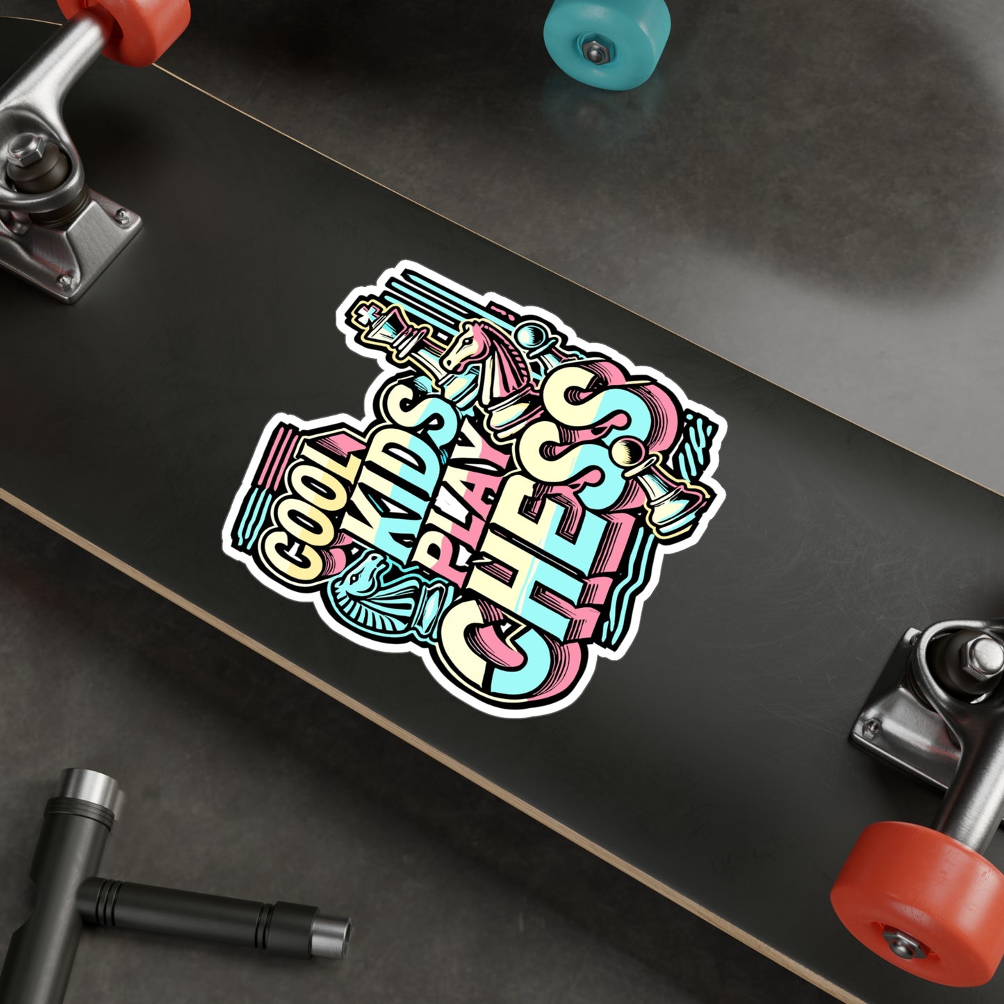Cool Kids Play Chess – Vinyl Sticker for Laptop, Car Window or Water Bottle | Fun Board Game Gift for Chess Lovers