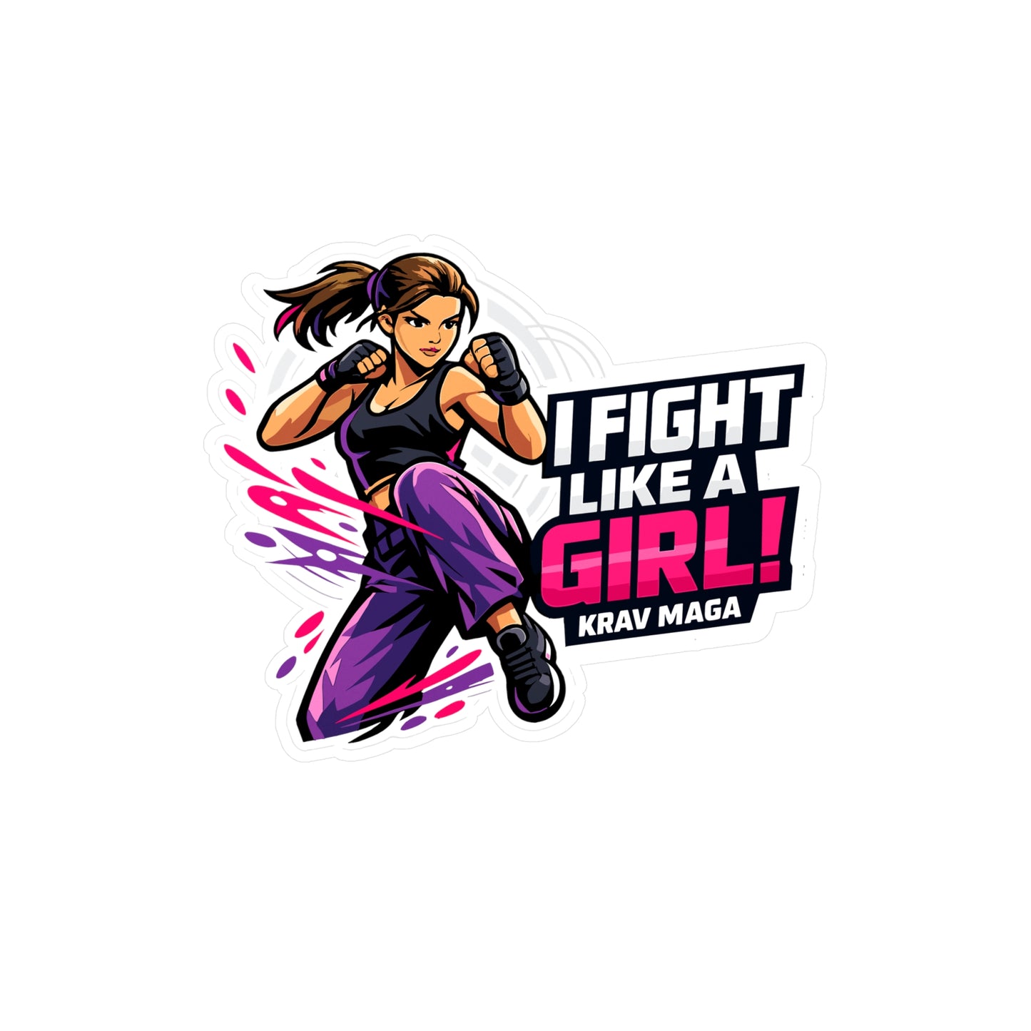 Krav Maga Sticker I Fight Like a Girl! Martial Arts Self Defense Vinyl Waterproof decals for Laptop or Water Bottle Fitness