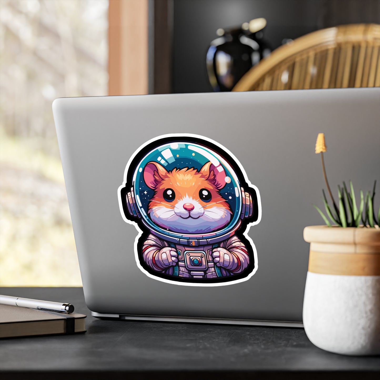 Hamster Astronaut - Hamster Sticker for Car Window Laptop Sticker. Water Bottle Sticker, Vinyl Space Decal, Helmet Sticker - Hamster Gift