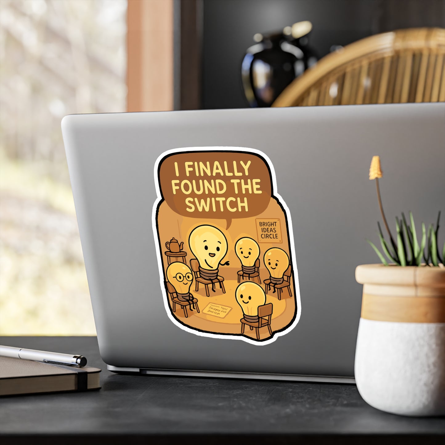 Lightbulb Sticker – "I Finally Found The Switch" Decals for Laptop, Water Bottle, Vinyl, Enlightenment Idea Gift, Support Inspirational Decor