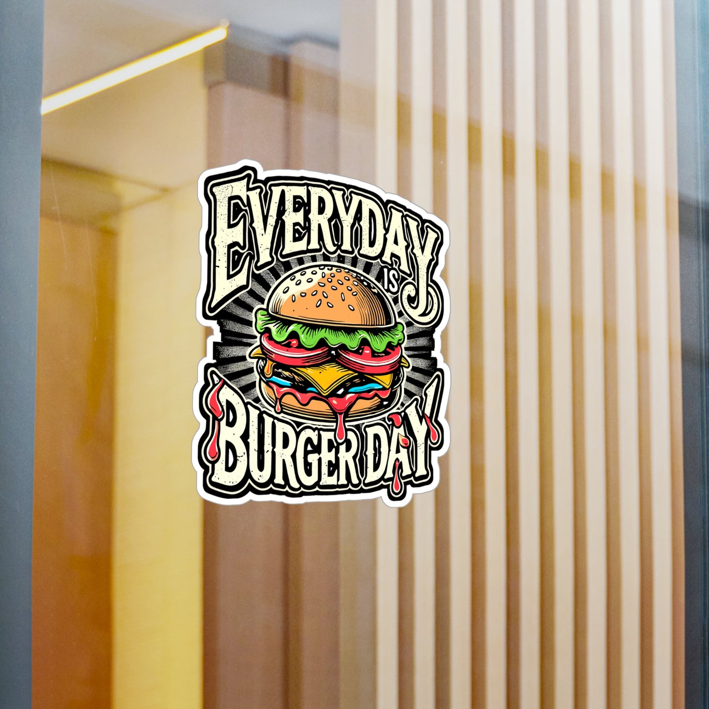 Everyday Is Burger Day – Cheeseburger Vinyl Decal for Laptop or Water Bottle | Fun Burger Gift for Food Lovers