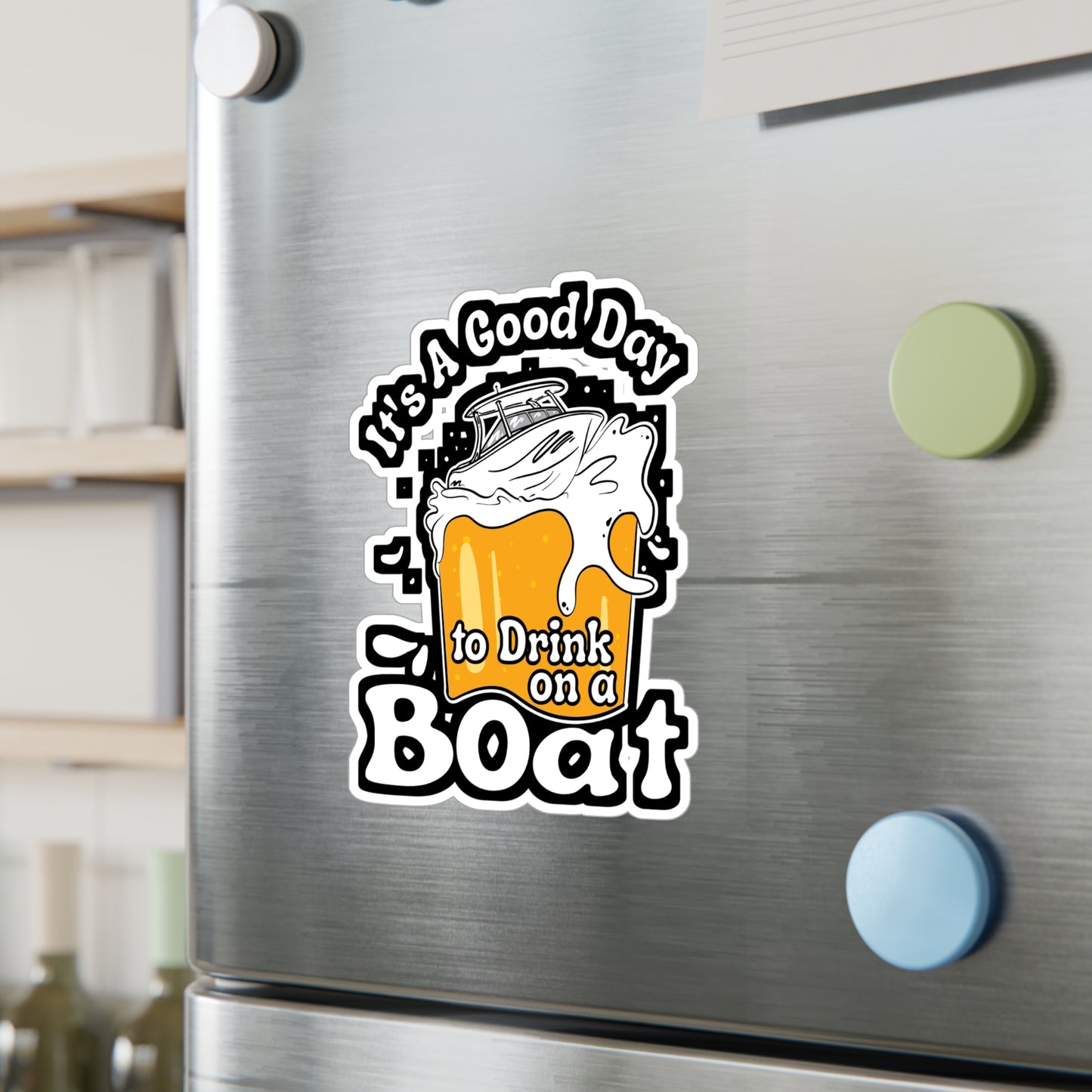 Drink On A Boat - Boating Sticker for Laptop Sticker. Water Bottle Sticker, Vinyl Pontooning Decal - Boating Gift