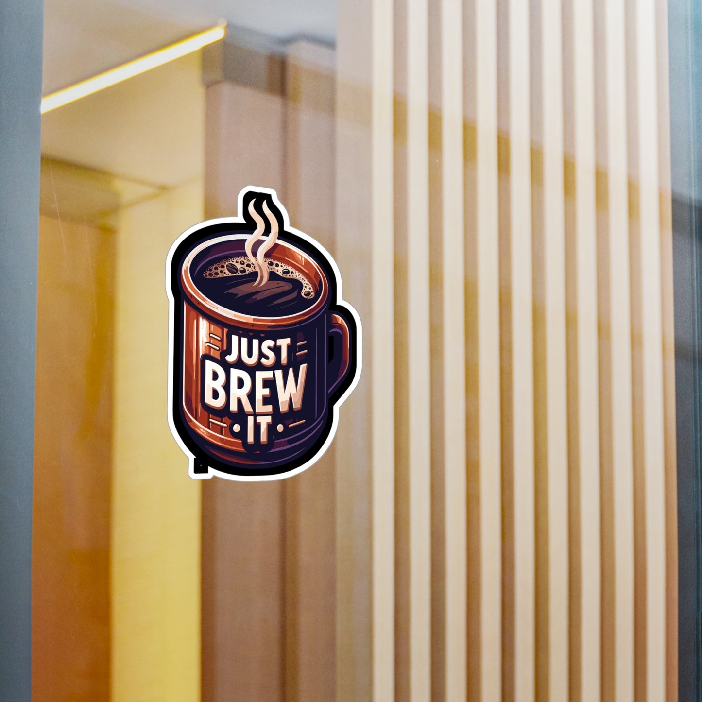 Just Brew It - Coffee Sticker for Car Laptop Sticker. Water Bottle Sticker, Vinyl Brew Decal, Caffeine Sticker - Coffee Gift