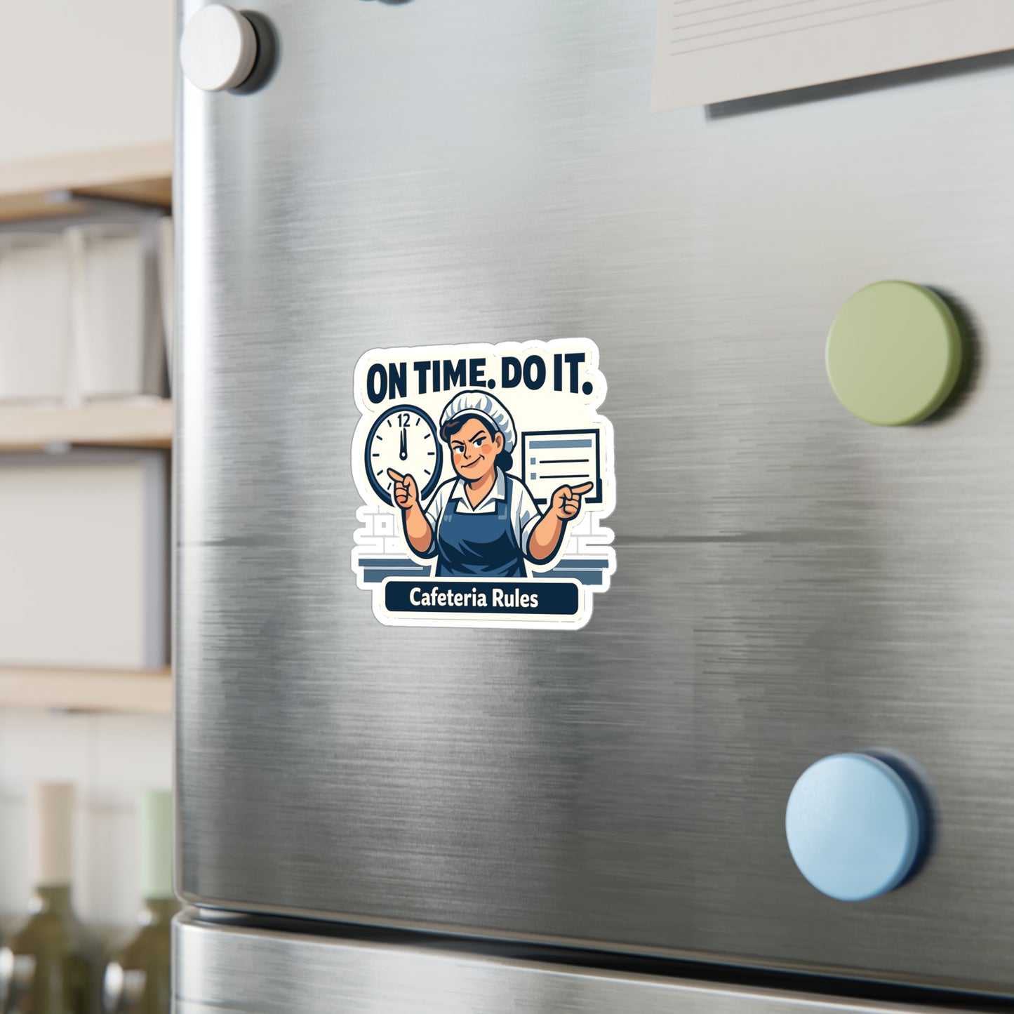 Lunch Lady Sticker On Time. Do It. Funny School Canteen Staff Waterproof Vinyl sticker Decals for Laptop, Water Bottle