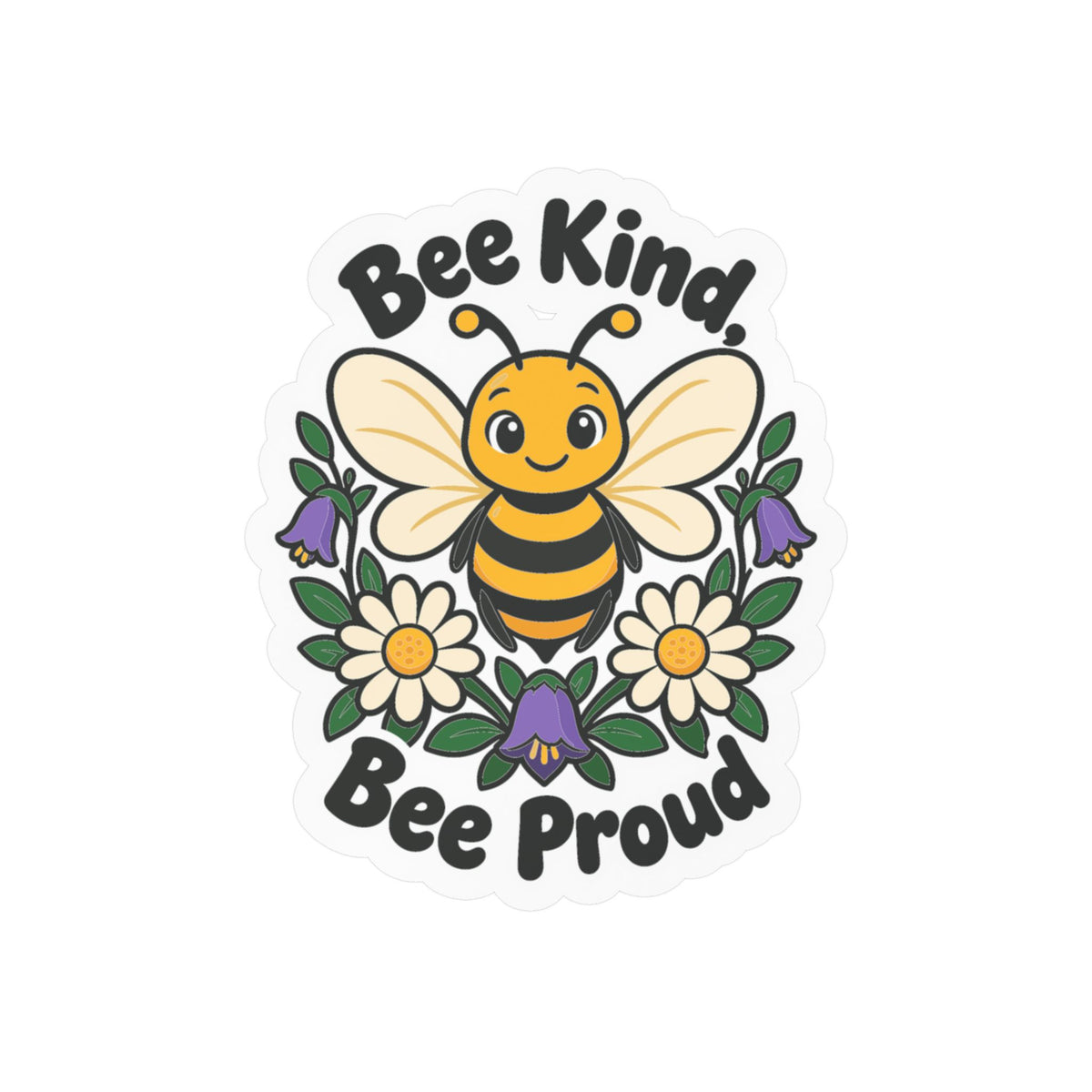 Plants Sticker - Bee Kind, Bee Proud Dandelion Design Inspired by Nature and Friendship, Decals for Laptop and Water Bottle