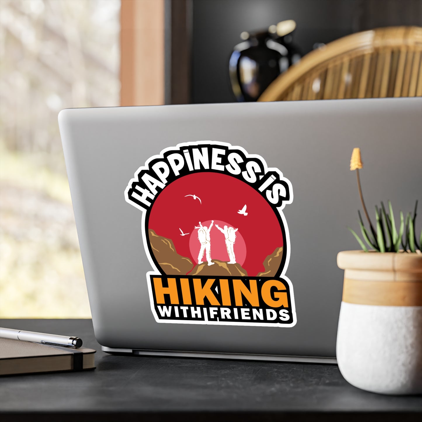 Hiking with Friends - Hiking Sticker for Laptop Sticker. Water Bottle Sticker, Vinyl Hiker quote Decal - Hiking Gift