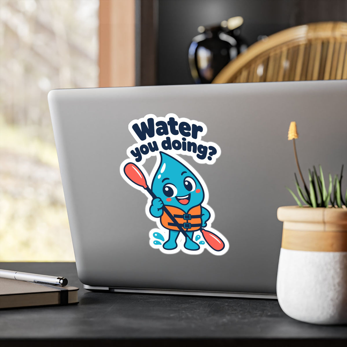 Kayak Sticker "Water you doing?" – Funny Kayaking and Rowing Decals for a Kayaker's Laptop or Water Bottle