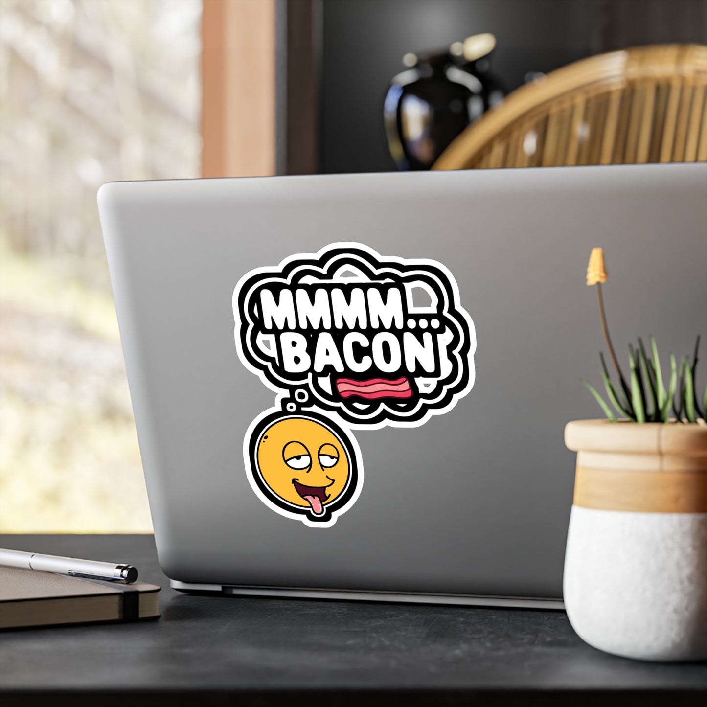 Mmmm Bacon - Bacon Sticker for Car Window Laptop Sticker. Water Bottle Sticker, Vinyl Lard Decal, Strips Sticker - Bacon Gift