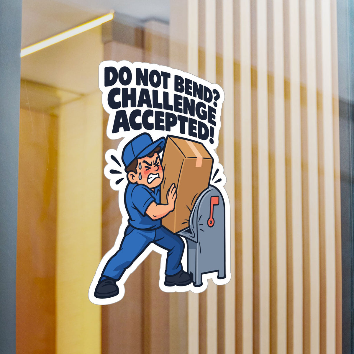 Postal Worker Sticker “Do Not Bend? Challenge Accepted!” Vinyl Decals for Mailbox, Laptop, Waterproof Rural Carrier Gift