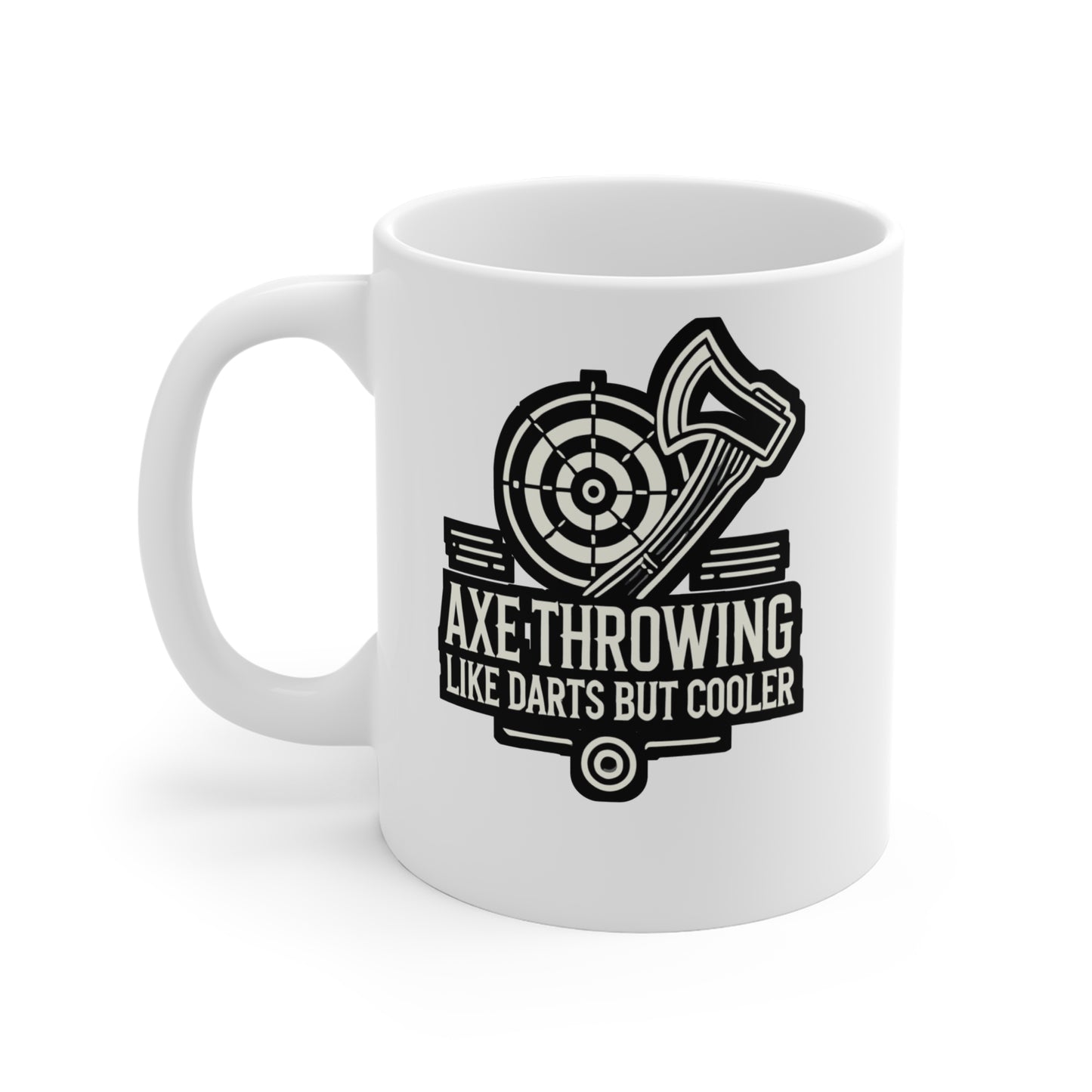 Axe Throwing Like Darts But Cooler  - Axe-throwing Mug for Coffee 11oz. Axe-throwing Cup, White ceramic, Knife Mug - Axe-throwing Gift