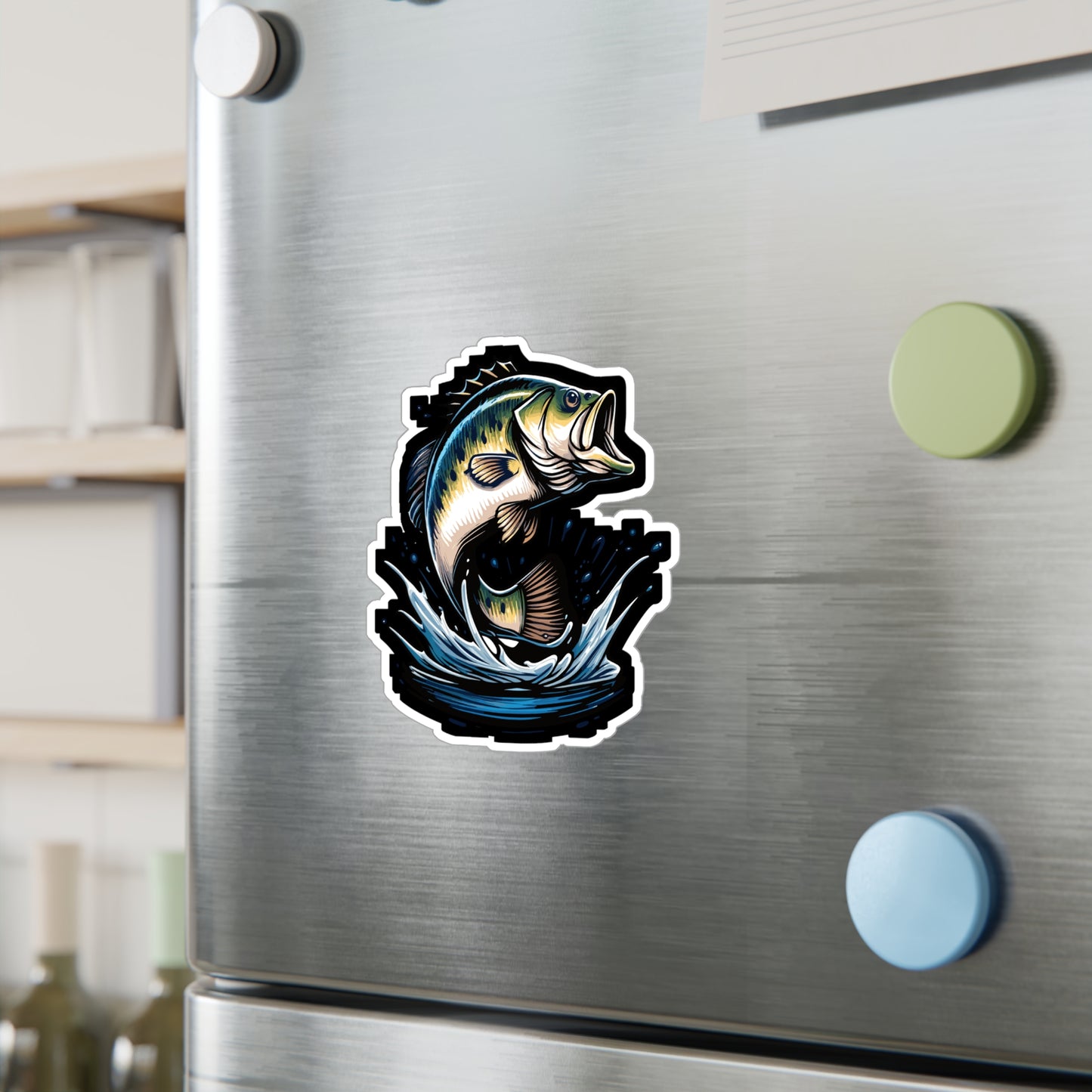 Jumping Bass Fish - Bass Sticker for Car Window Laptop Sticker. Water Bottle Sticker, Vinyl Fishing Decal, Aquatic Sticker - Bass Gift