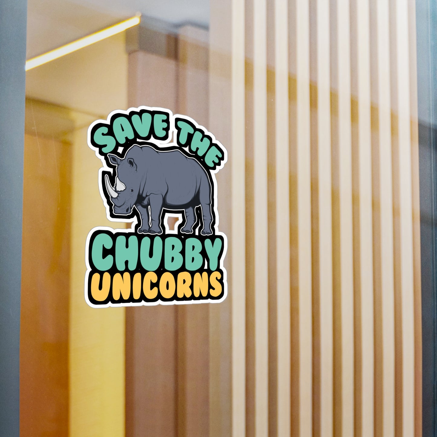 Save The Chubby Unicorns - Rhino Sticker for Laptop Sticker. Water Bottle Sticker, Vinyl Rhinoceros Decal - Rhino Gift