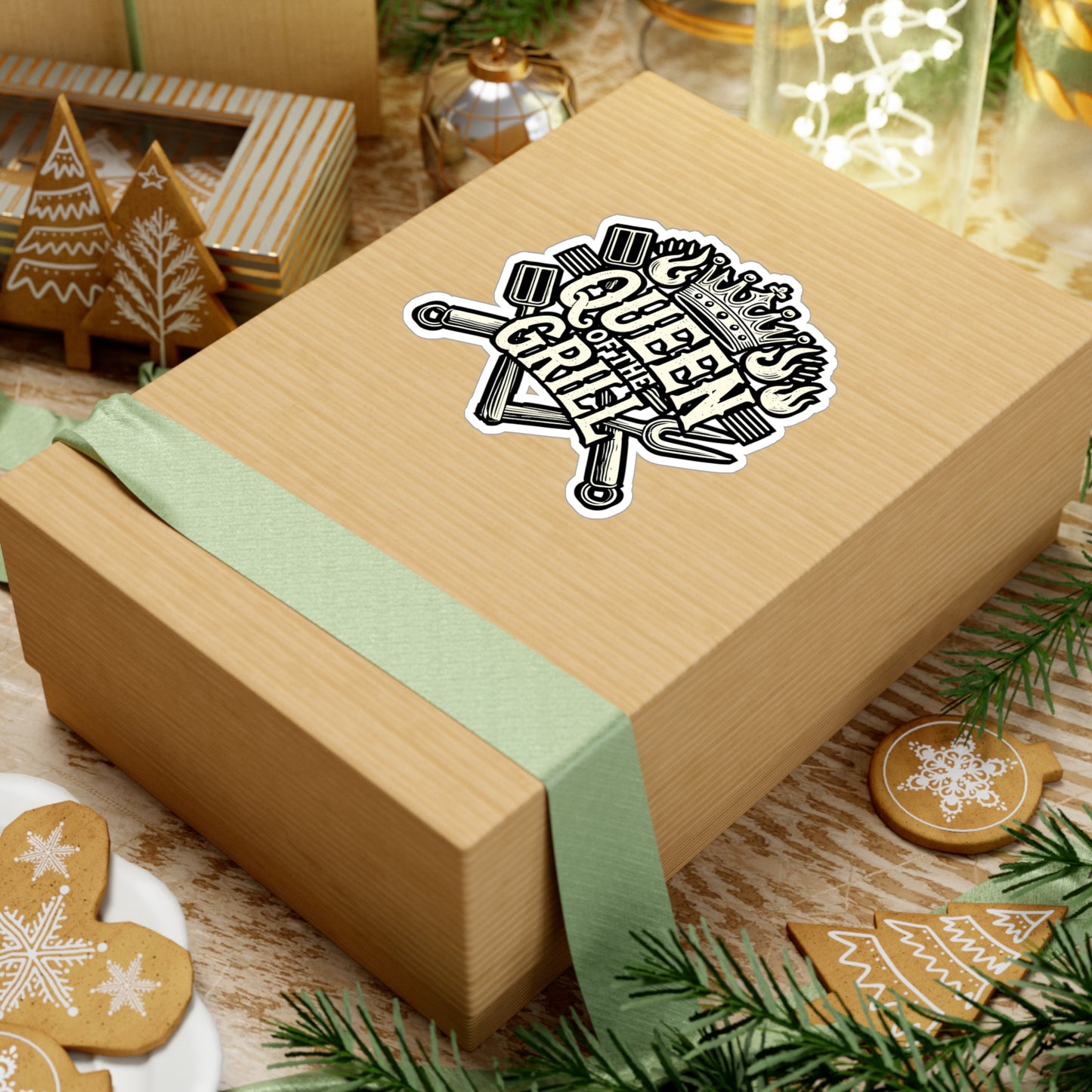 Queen Of The Grill – BBQ Sticker for Car, Laptop, or Water Bottle | Vinyl Steak Decal | Perfect Tailgate Gift for BBQ Lovers