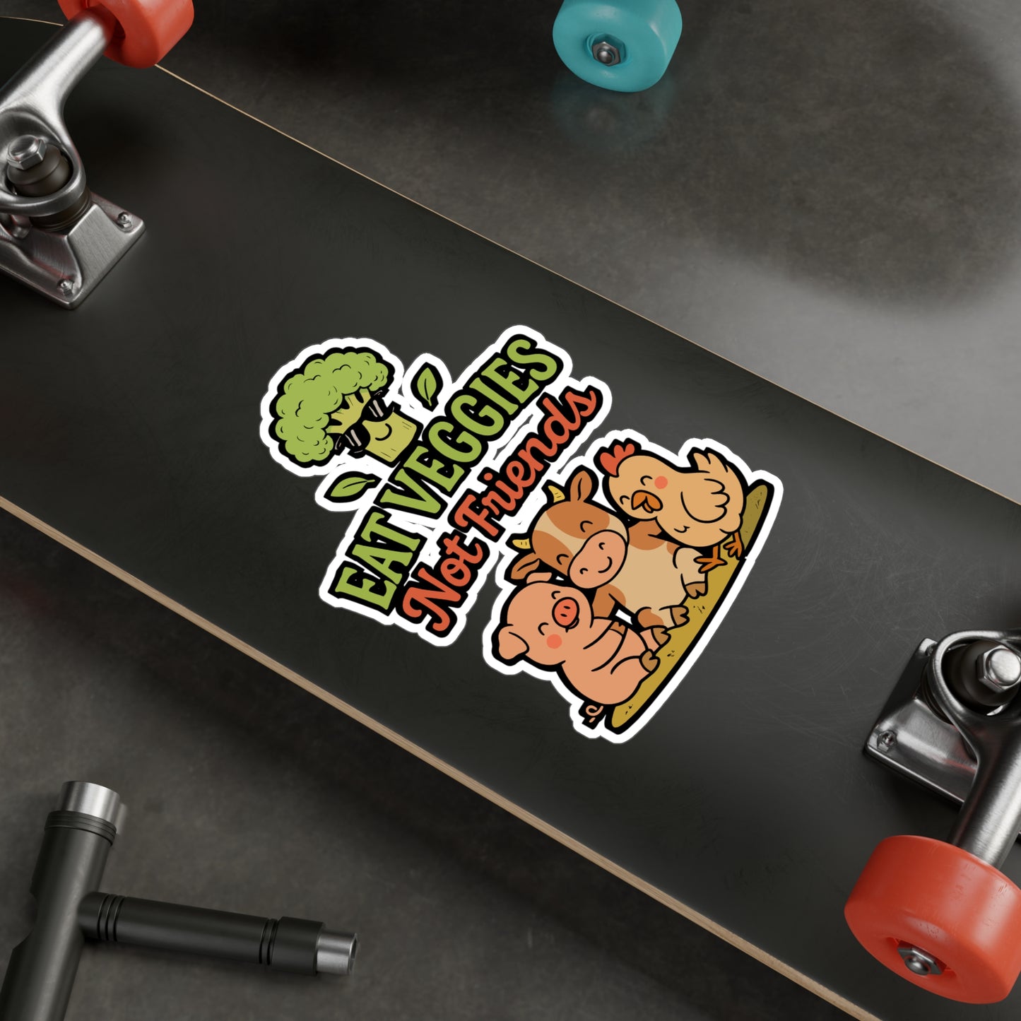 Eat Veggies Not Friends – Vinyl Sticker for Laptop or Water Bottle | Plant-Based Vegan Gift Decal