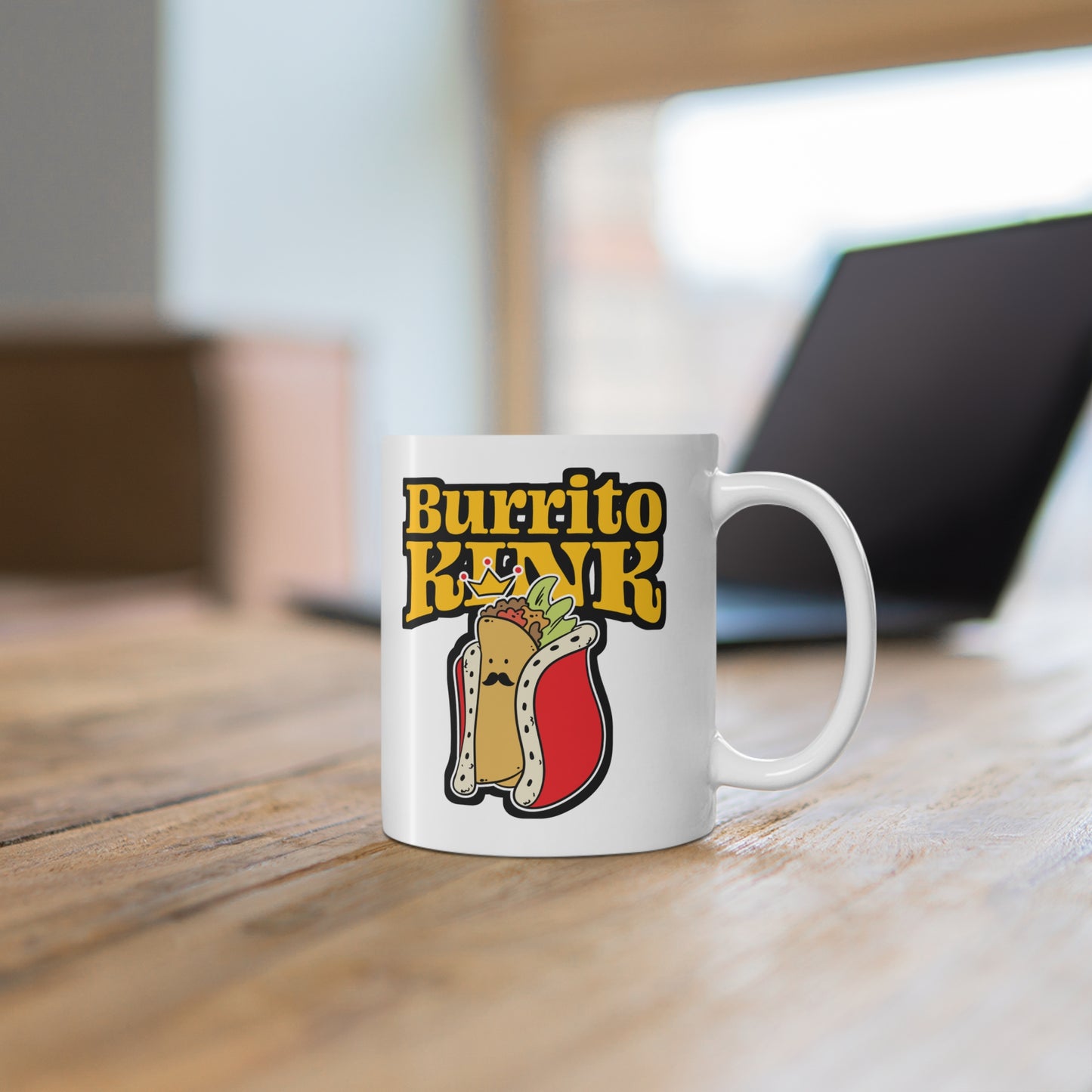 Burrito King - Burritos Mug for Coffee 11oz. Burritos Cup, White ceramic, Mexican Mug, Food Tea Cup - Burritos Gift