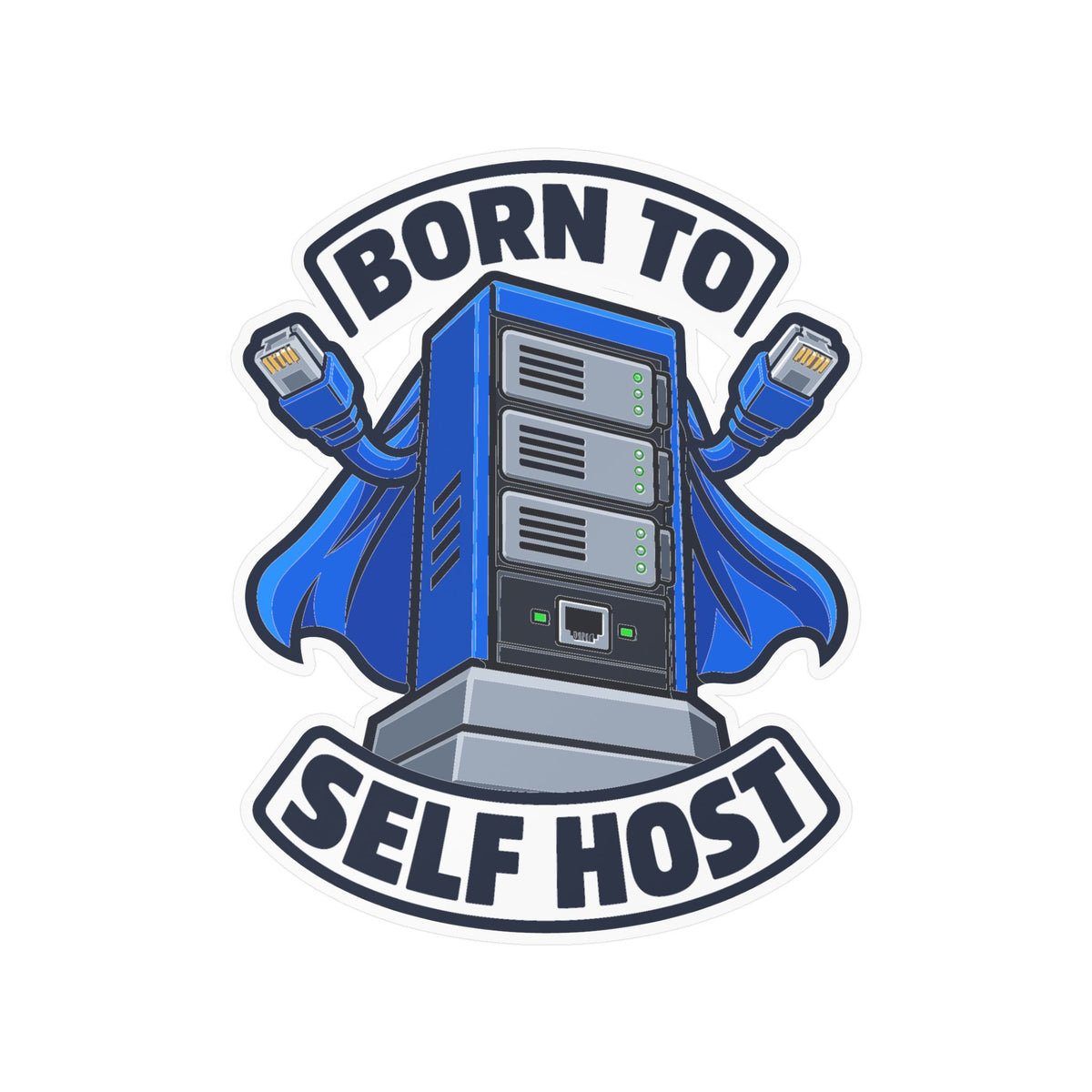 Tech Sticker Born To Self Host – Reboot Button and Bandage Design Decals for Laptop and Water Bottle