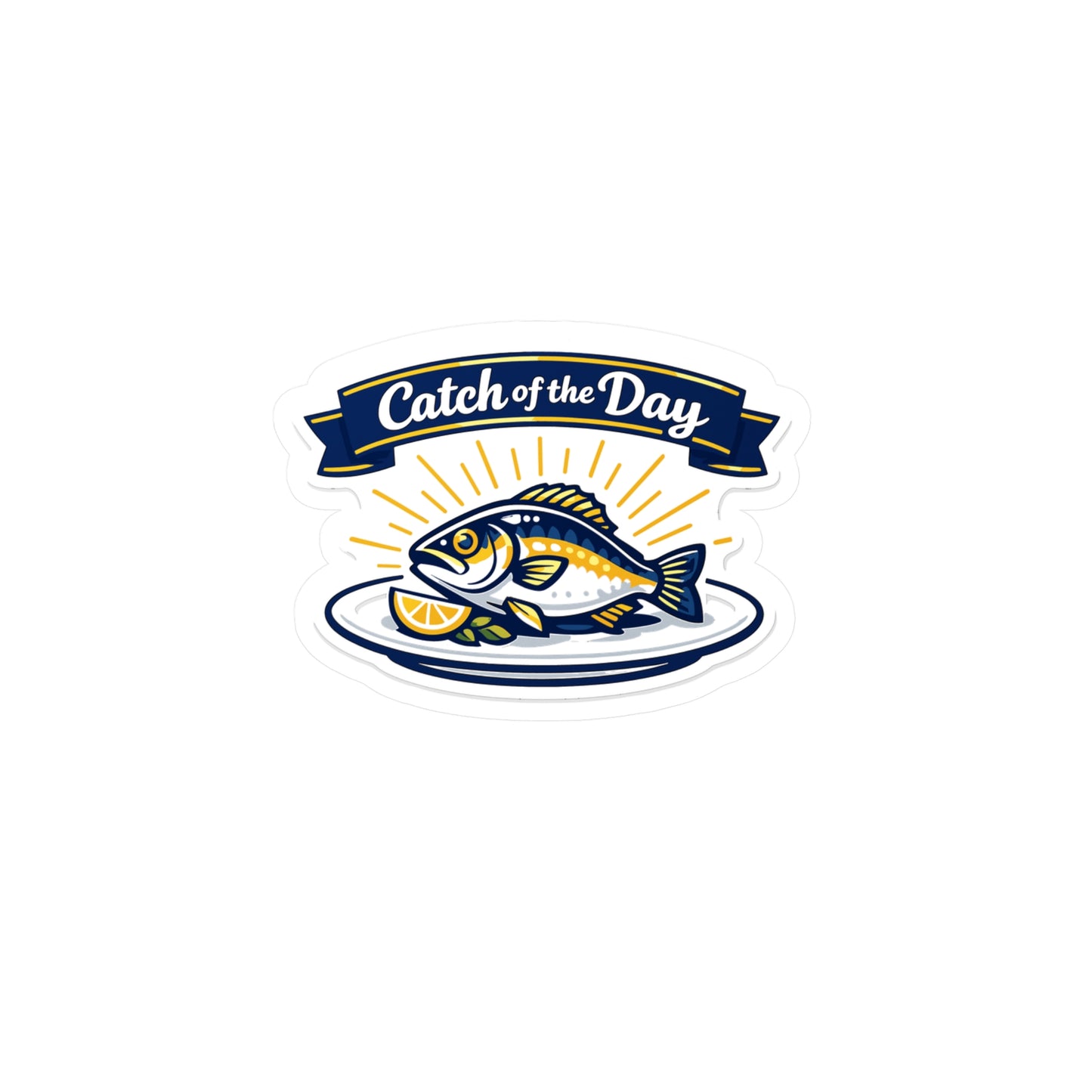 Fishing Sticker "Catch of the Day" Waterproof Vinyl Decals for Laptop Water Bottle, Angling Lake Boating Design