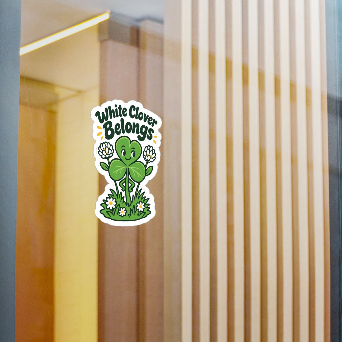 Plants Sticker – White Clover Belongs, Clover and Dandelion Decals Inspired by Nature and Friendship for Laptop or Water Bottle