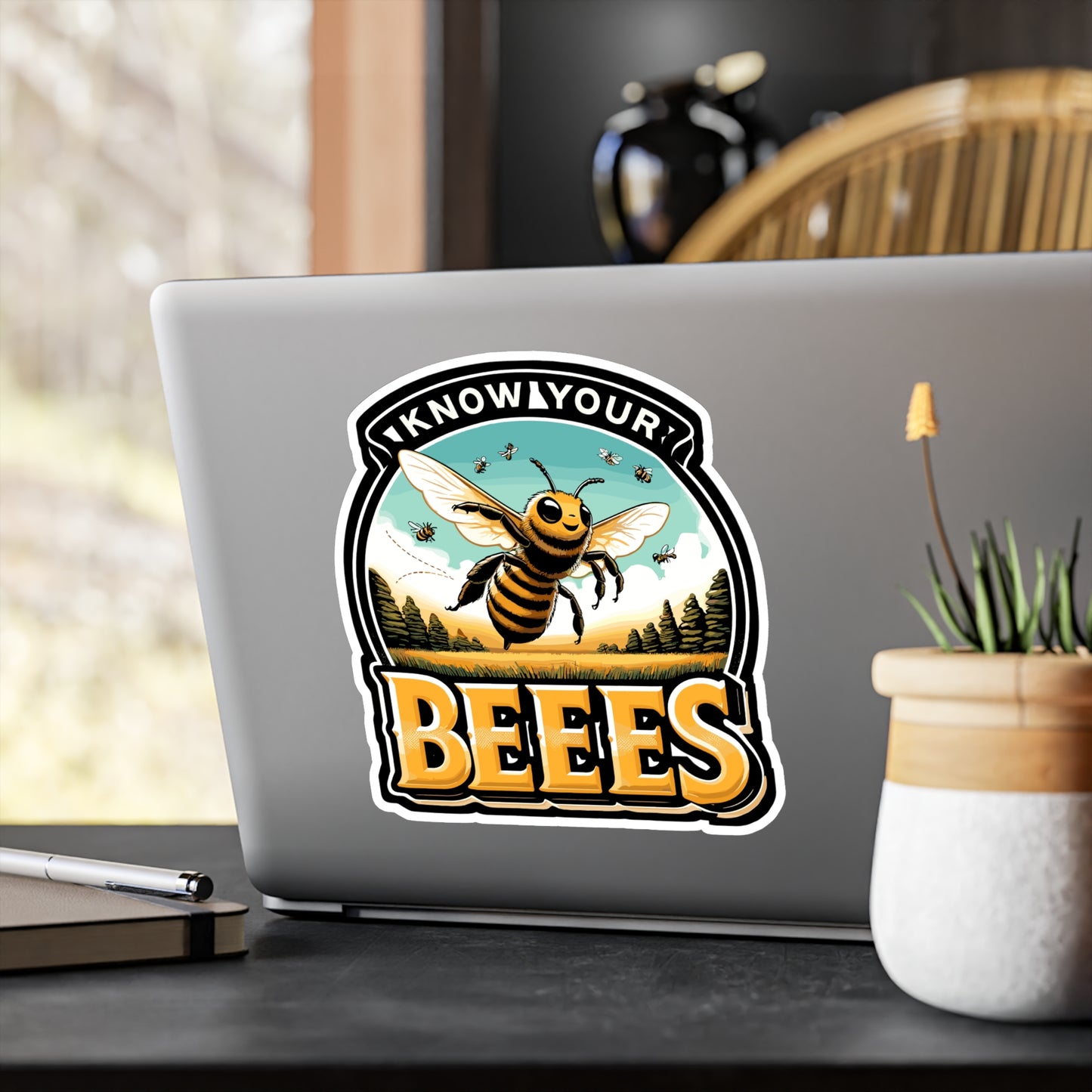 Know Your Bees - Bee Sticker for Car Window Laptop Sticker. Water Bottle Sticker, Vinyl Beekeeping Decal, Nature Sticker - Bee Gift