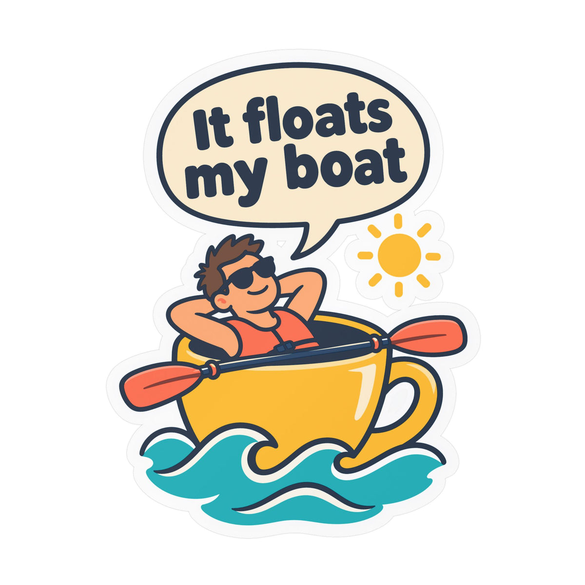 Kayak Sticker – It Floats My Boat Design for Kayaking and Rowing Fans, Kayaker Decals for Laptop or Water Bottle