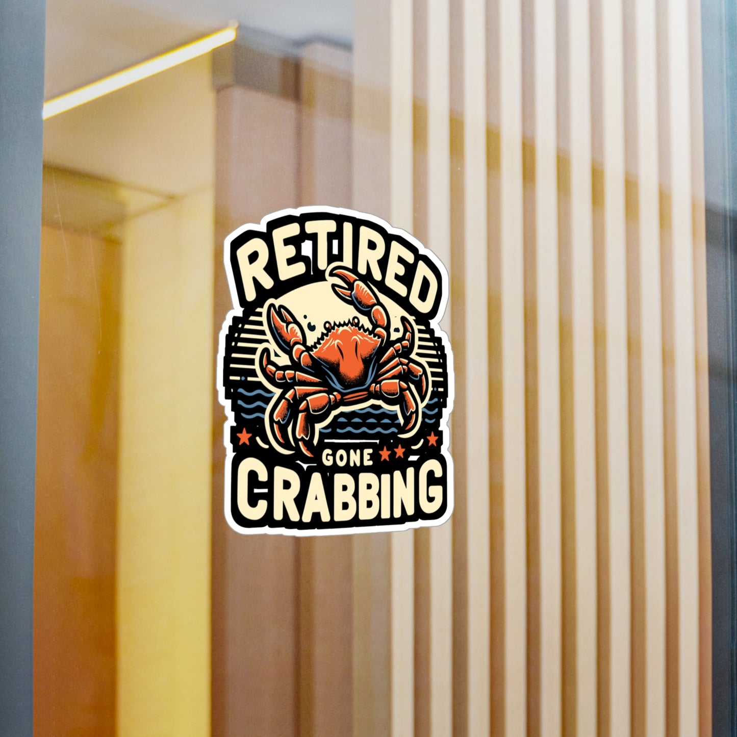 Retired Gone Crabbing - Crab Sticker for Laptop Sticker. Water Bottle Sticker, Vinyl Crabbing Decal - Crab Gift