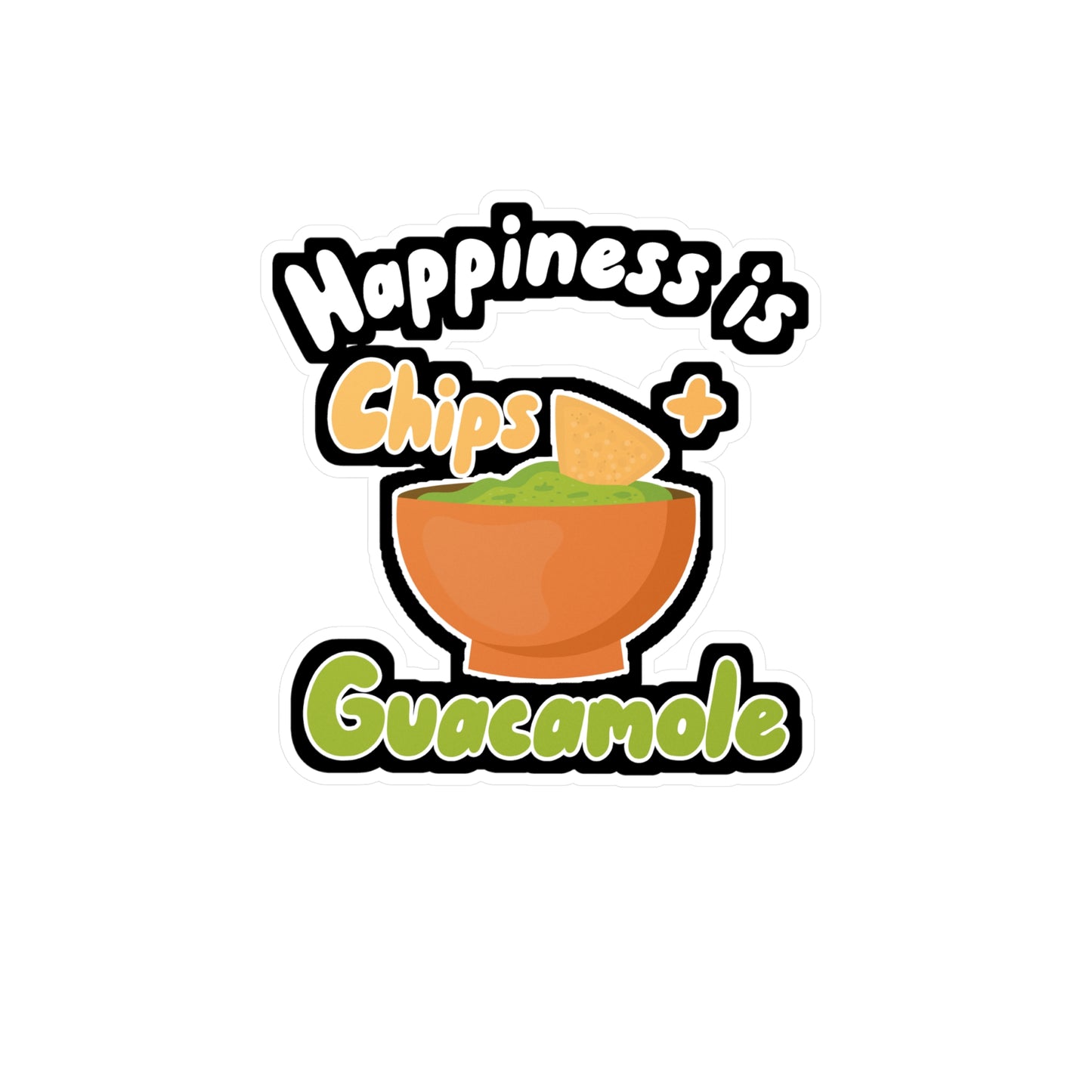 Happiness is Chips + Guacamole - Avocado Sticker for Wall, Laptop, Window, Truck, Car Avocado Gift Vinyl Food Decal Sticker