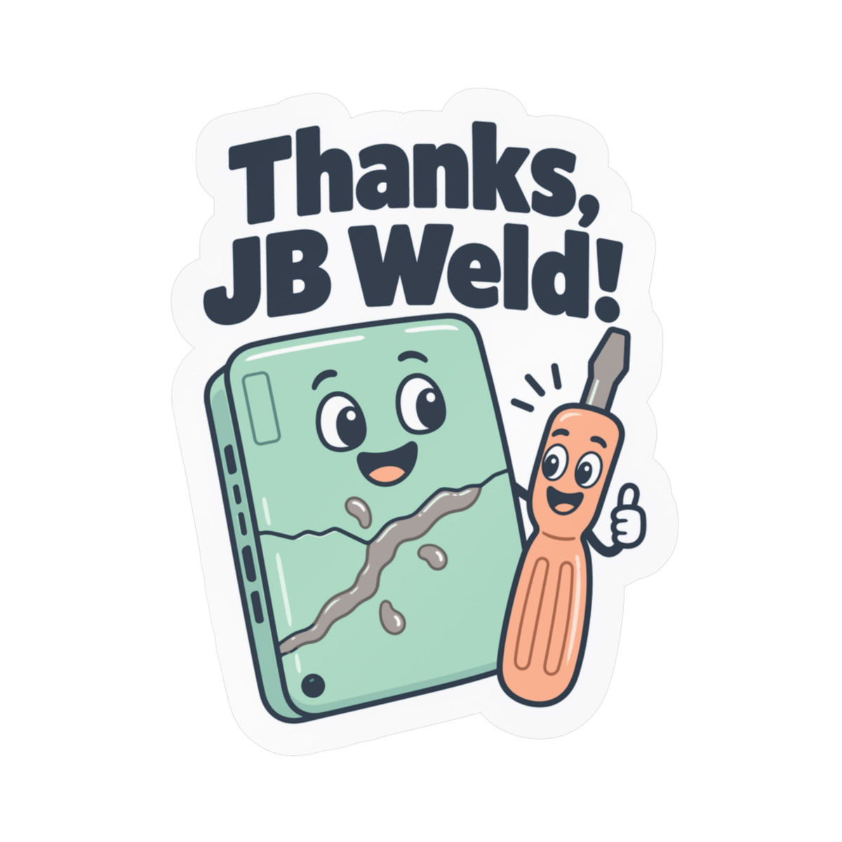 Upcycling Sticker - Thanks Jb Weld Design, Recycling Art Decals for Laptop and Water Bottle, Celebrating Sustainability