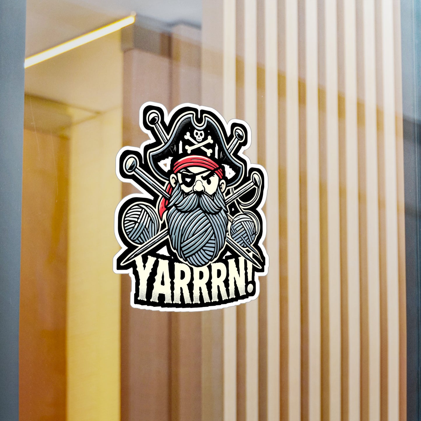 Yarrrrn - Yarn Sticker for Car Window Laptop Sticker. Water Bottle Sticker, Vinyl Knitting Decal, Pirate Sticker - Yarn Gift